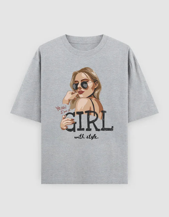 Girl With Style Graphic Oversized Classic T-Shirt for Women - Not So Suttle