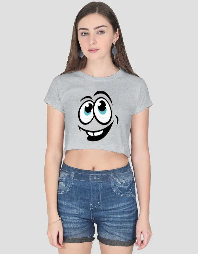 Smiley Graphic Crop Top for Women - Not So Suttle