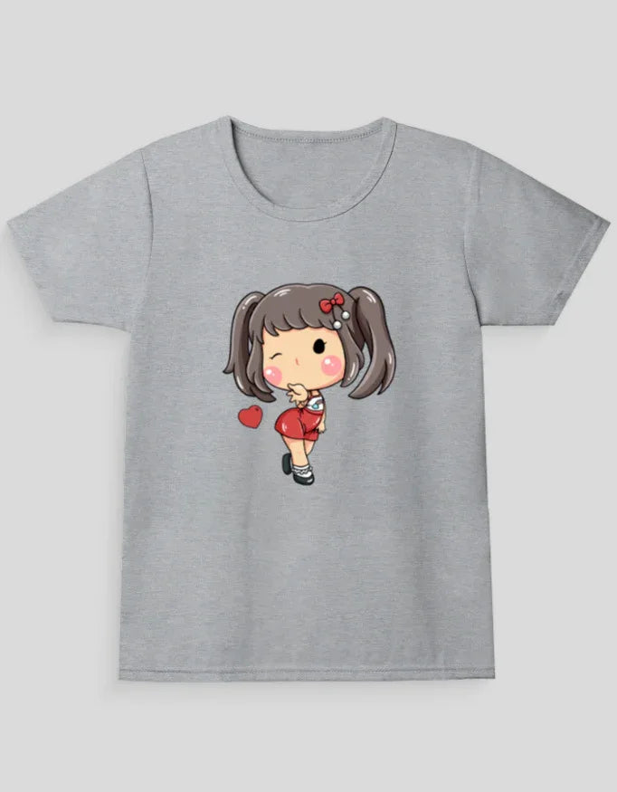 Girl Heart Graphic Neck T-Shirt for Girl's - Not So Suttle