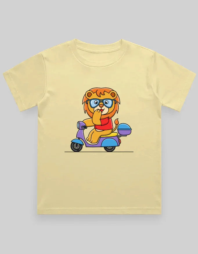 Lion on Scooter Graphic T-Shirt for Boys - Not So Suttle