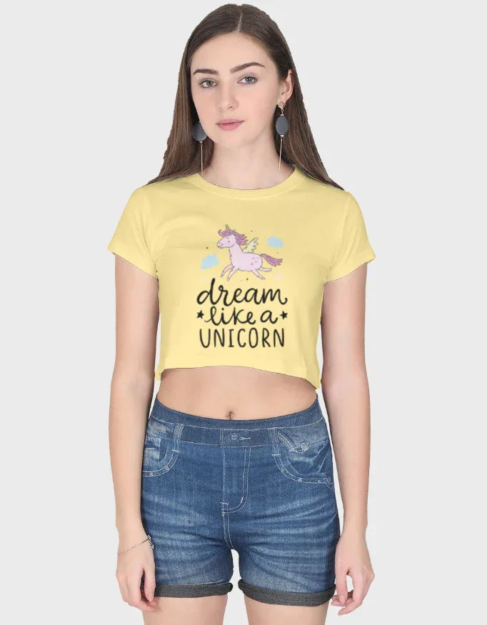 Dream Lika a Unicorn Graphic Crop Top for Women - Not So Suttle