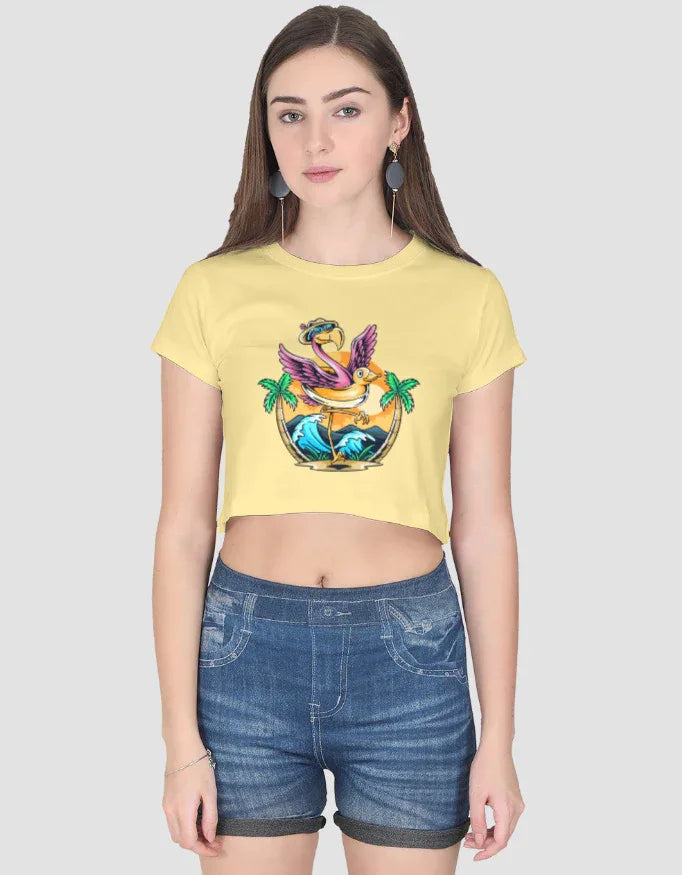 Flamingo Graphic Crop Top for Women - Not So Suttle