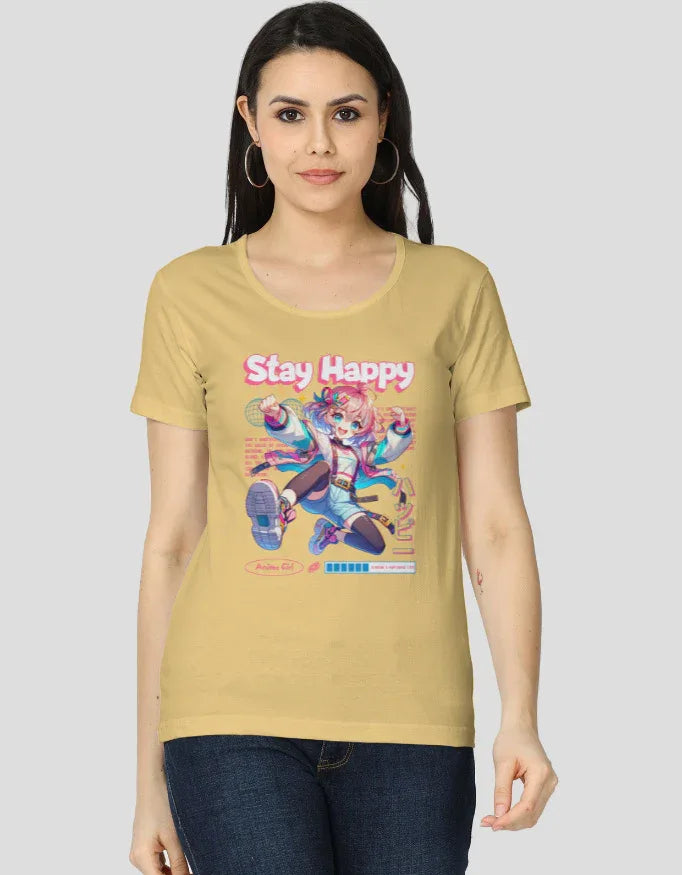 Stay Happy Graphic Classic T-Shirt for Women - Not So Suttle