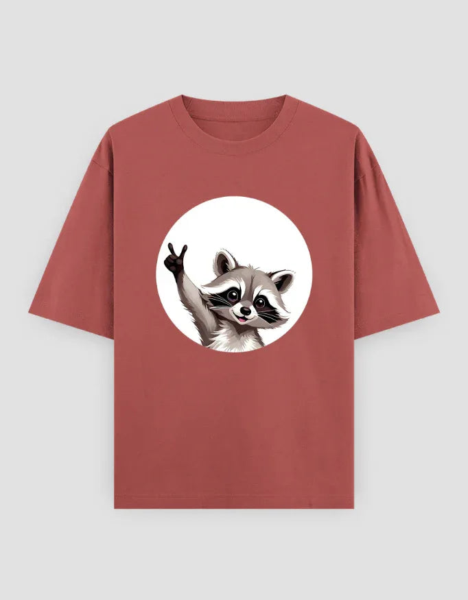 Racoon Graphic Oversized Classic T-Shirt for Men - Not So Suttle