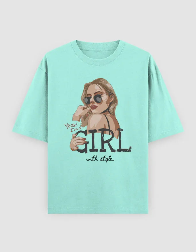 Girl With Style Graphic Oversized Classic T-Shirt for Women - Not So Suttle