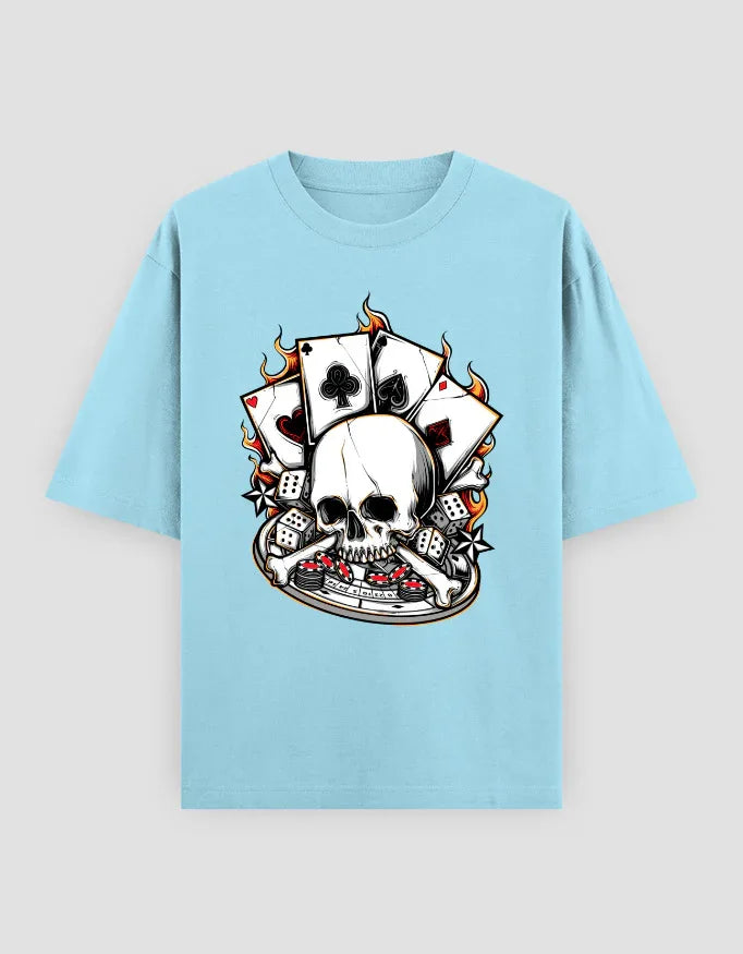 Poker Skull Graphic Oversized Classic T-Shirt for Men - Not So Suttle