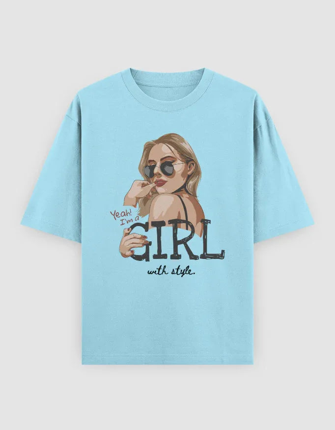 Girl With Style Graphic Oversized Classic T-Shirt for Women - Not So Suttle