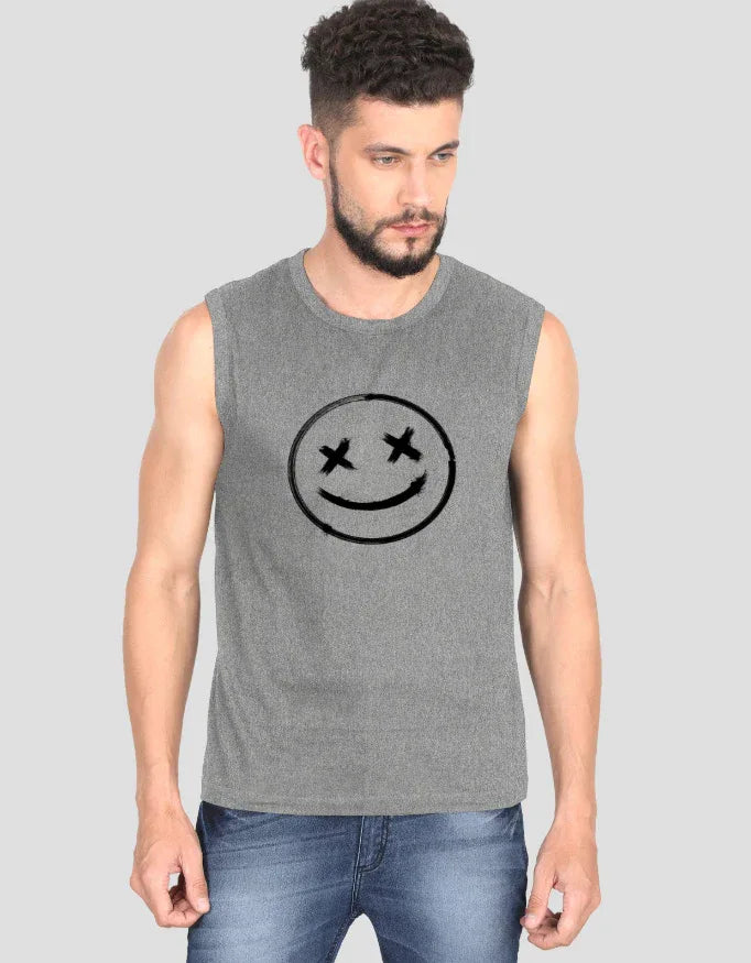 Smile Graphic Sleeveless T-Shirt for Men - Not So Suttle
