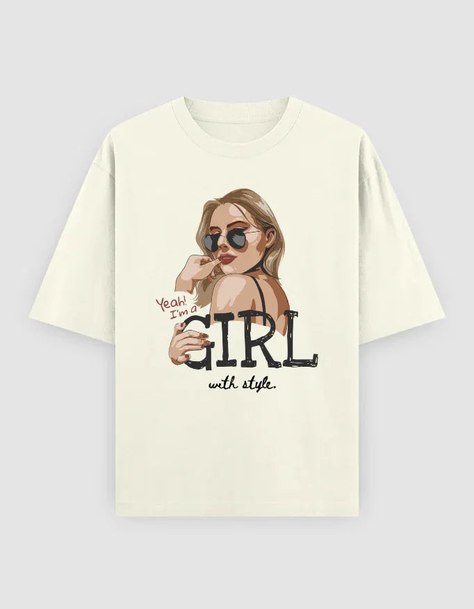 Girl With Style Graphic Oversized Classic T-Shirt for Women - Not So Suttle