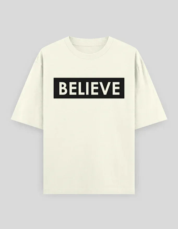 Believe Graphic Oversized Classic T-Shirt for Men - Not So Suttle