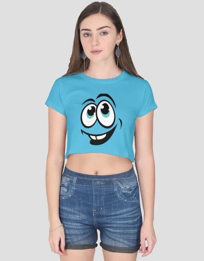 Smiley Graphic Crop Top for Women - Not So Suttle