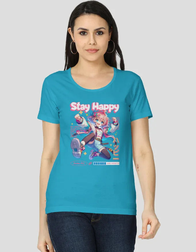 Stay Happy Graphic Classic T-Shirt for Women - Not So Suttle