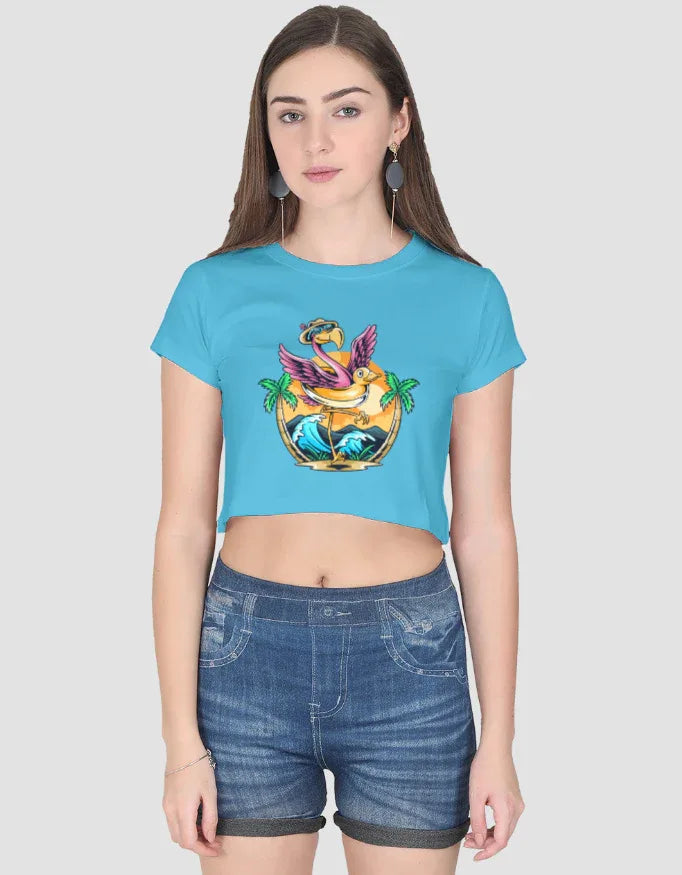 Flamingo Graphic Crop Top for Women - Not So Suttle