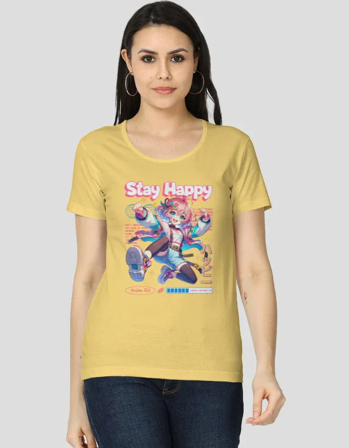 Stay Happy Graphic Classic T-Shirt for Women - Not So Suttle