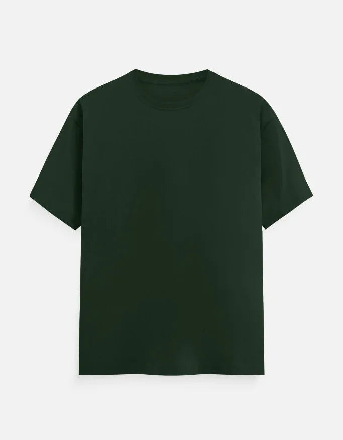 Solid Bottle Green Classic Crew T-Shirt for Men - Not So Suttle