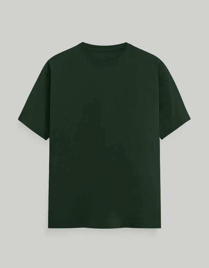 Solid Bottle Green Plus Size Classic Crew T-Shirt for Men - Not So Suttle