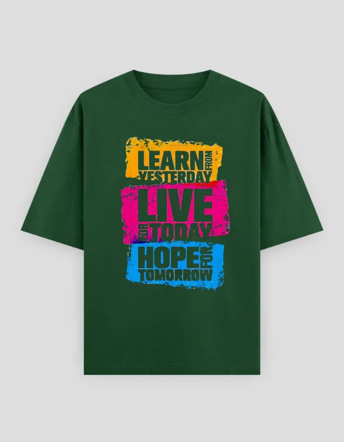 Learn Live Hope Graphic Oversized Classic T-Shirt for Men - Not So Suttle