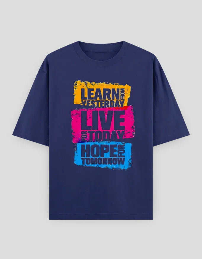 Learn Live Hope Graphic Oversized Classic T-Shirt for Men - Not So Suttle