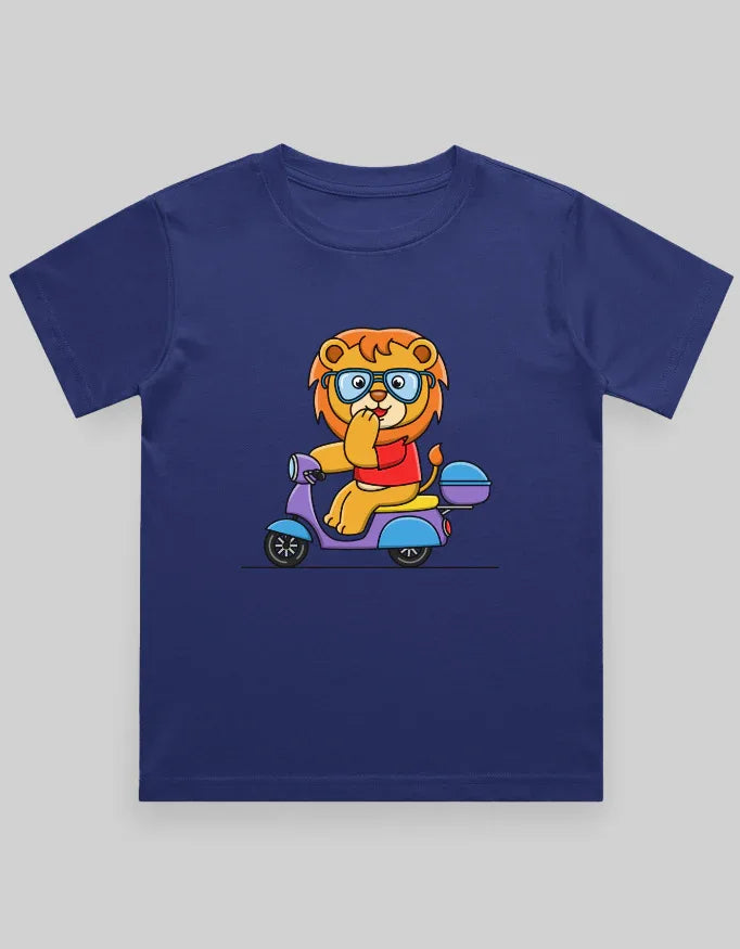 Lion on Scooter Graphic T-Shirt for Boys - Not So Suttle
