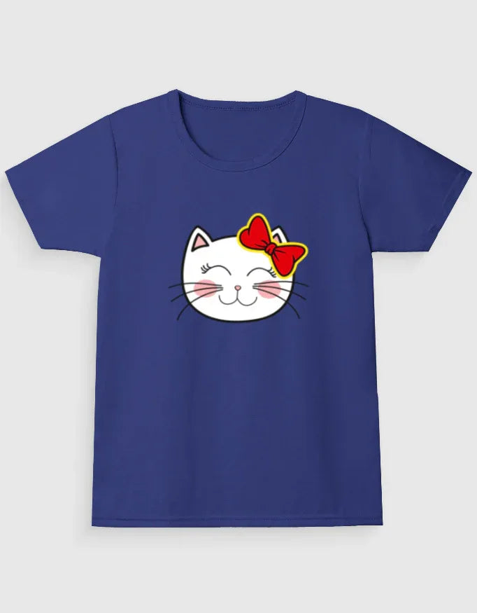 Kitty Crew Neck T-Shirt for Girl's - Not So Suttle