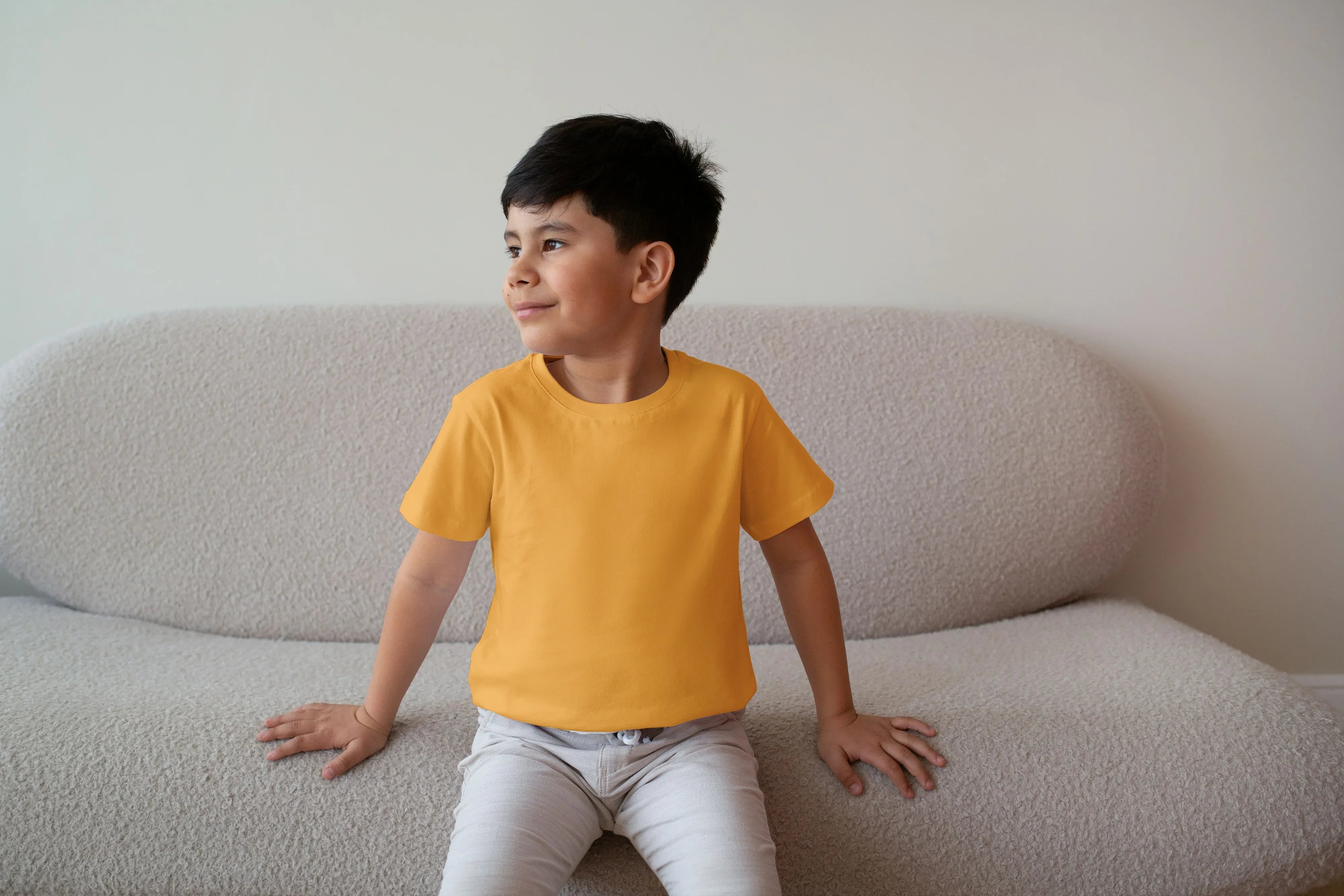 Boy's Crew Neck T-Shirt Yellow - Not So Suttle