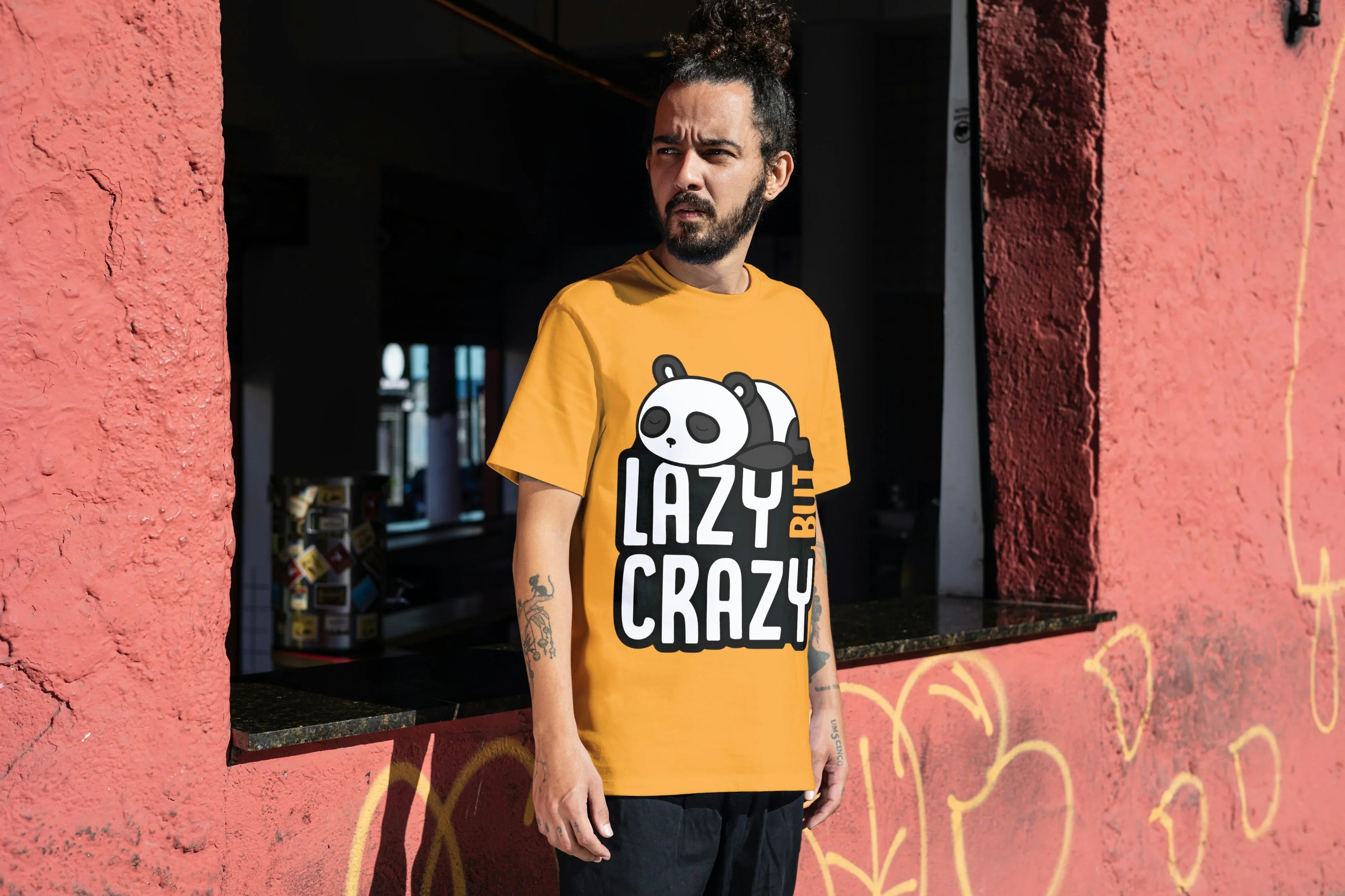 Lazy But Crazy Graphic Oversized Classic T-Shirt for Men - Not So Suttle