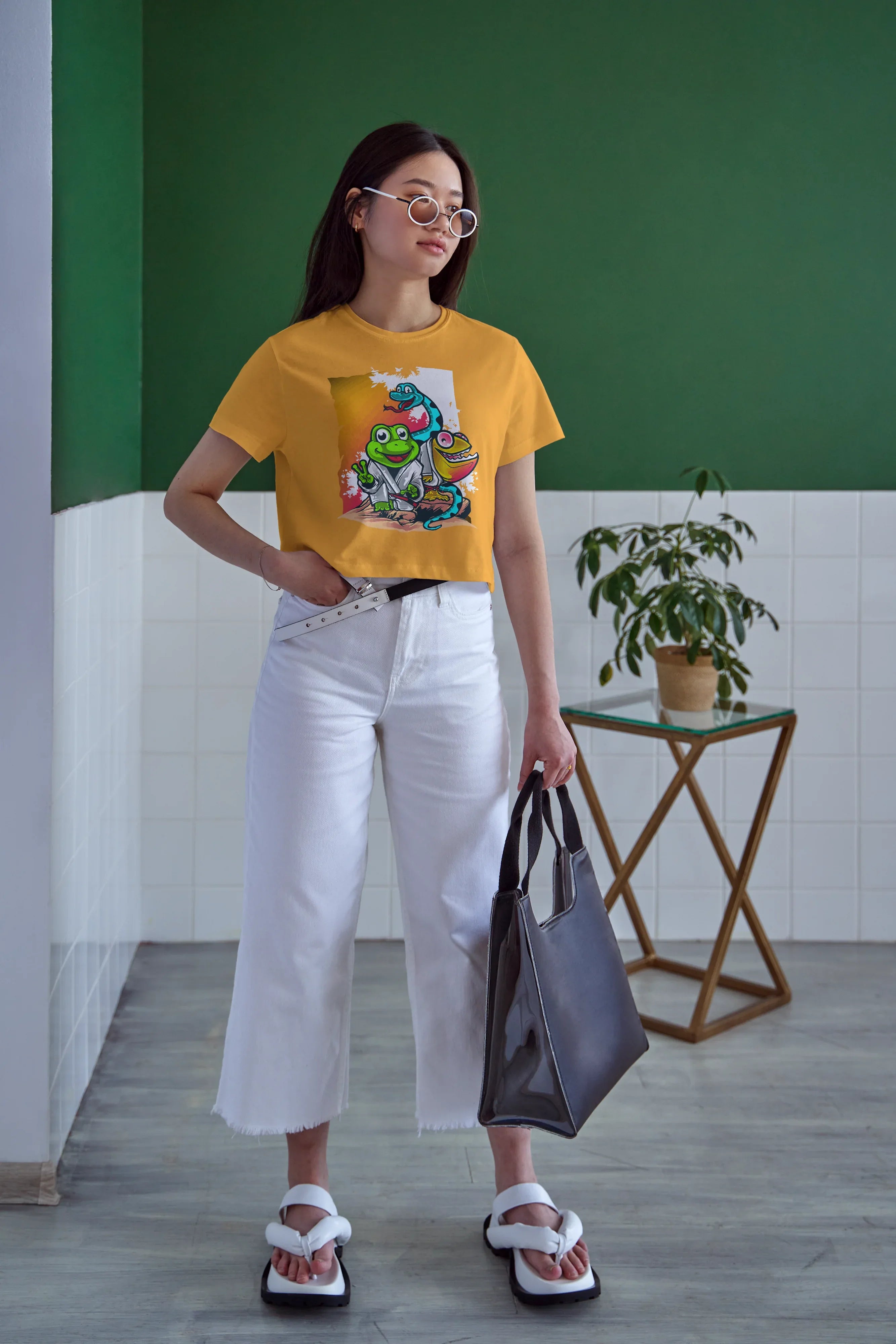 Frog Snake Graphic Crop Top for Women - Not So Suttle