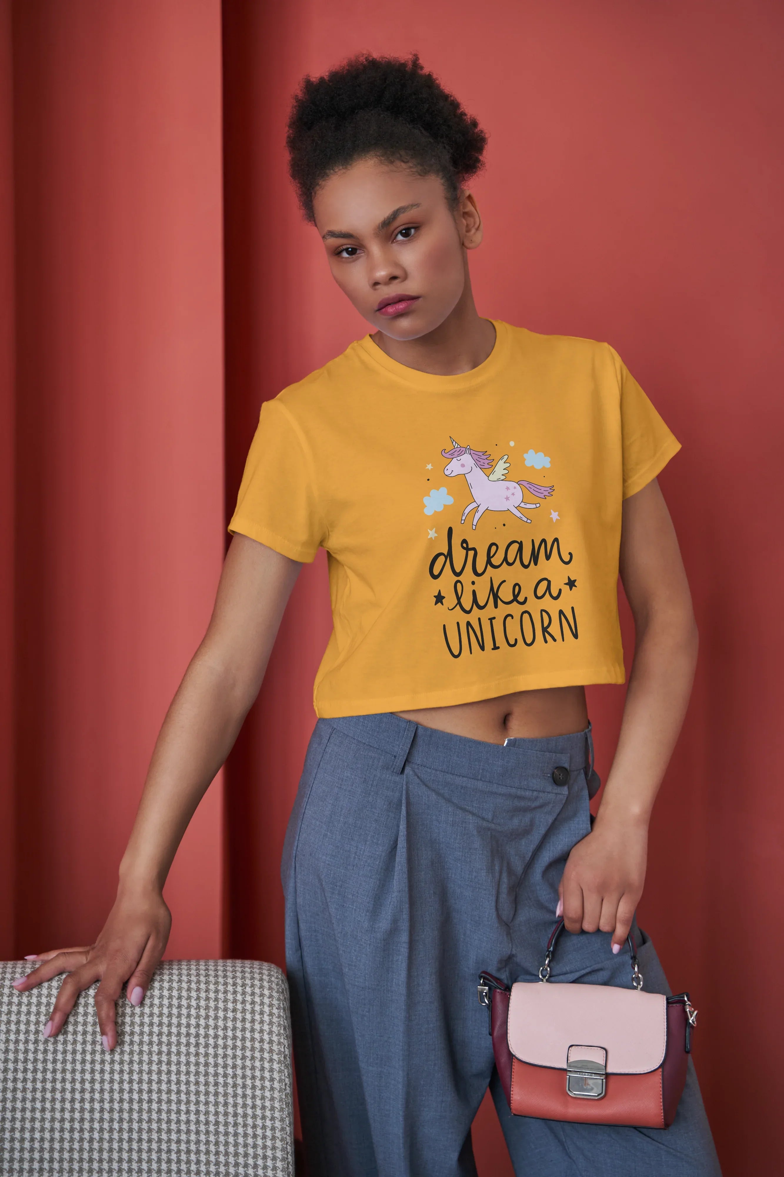 Dream Lika a Unicorn Graphic Crop Top for Women - Not So Suttle
