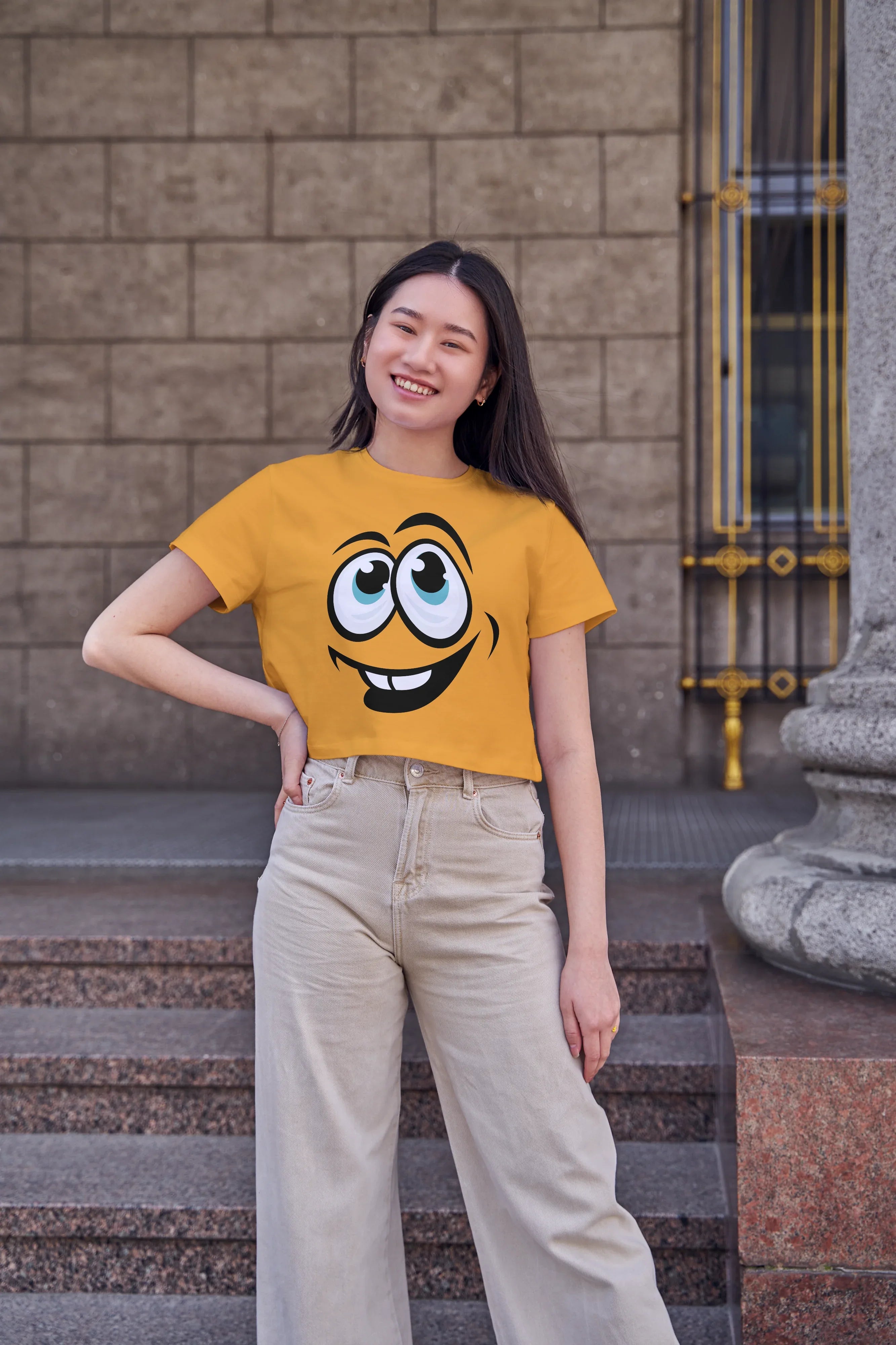 Smiley Graphic Crop Top for Women - Not So Suttle
