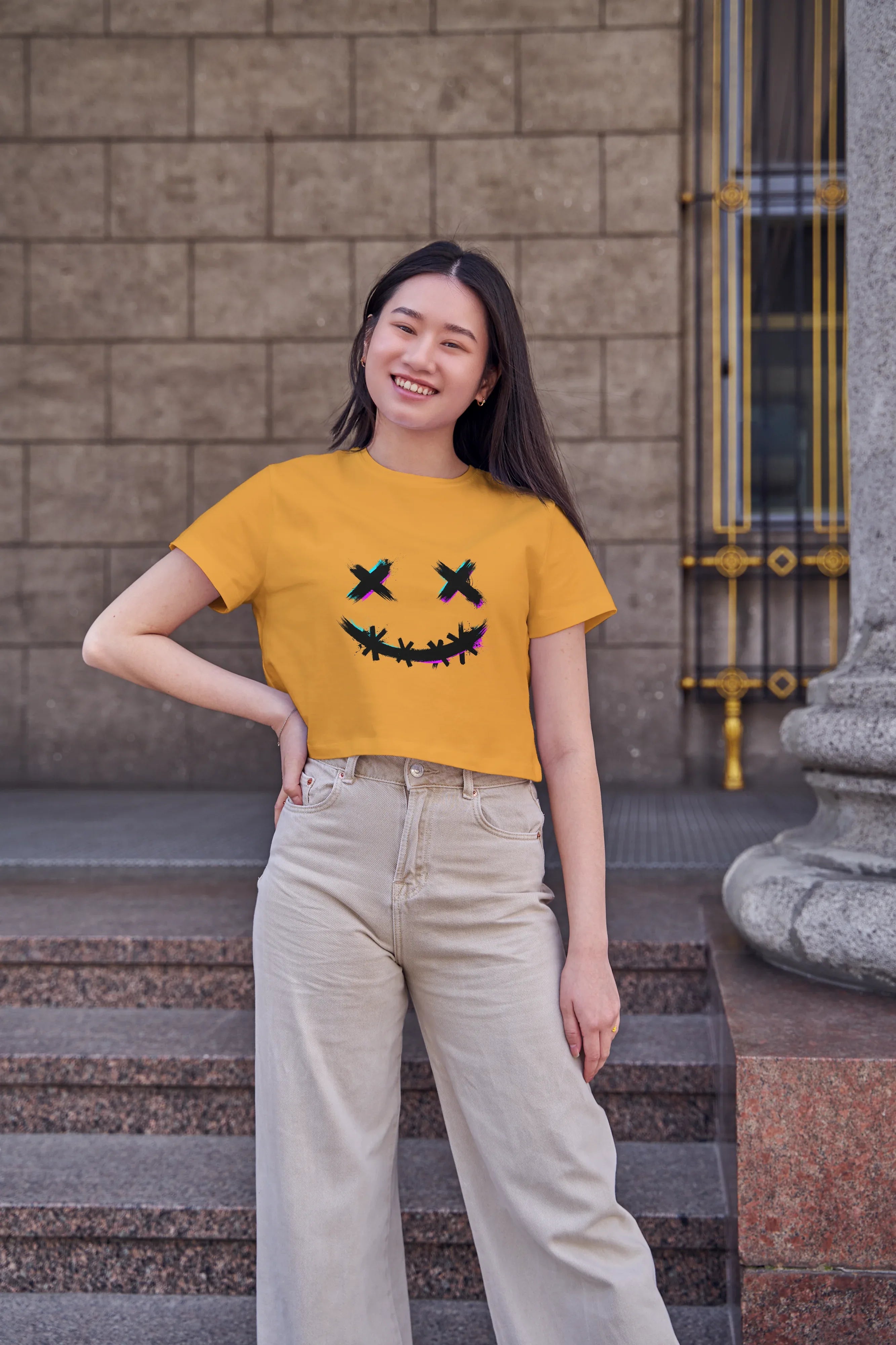 Monster Smile Graphic Crop Top for Women - Not So Suttle