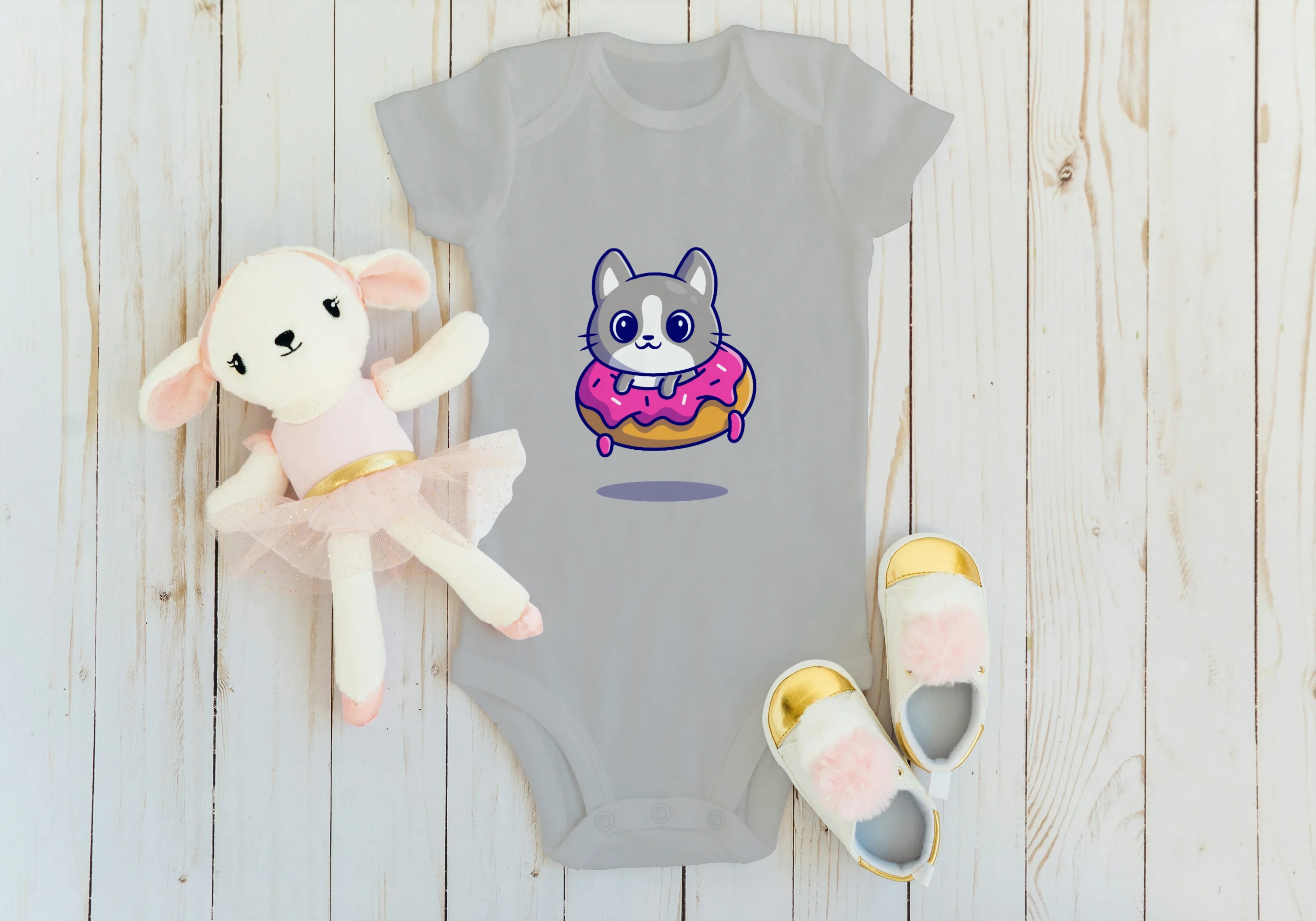 Kitten and Donut Graphic Kids Rompers - Not So Suttle