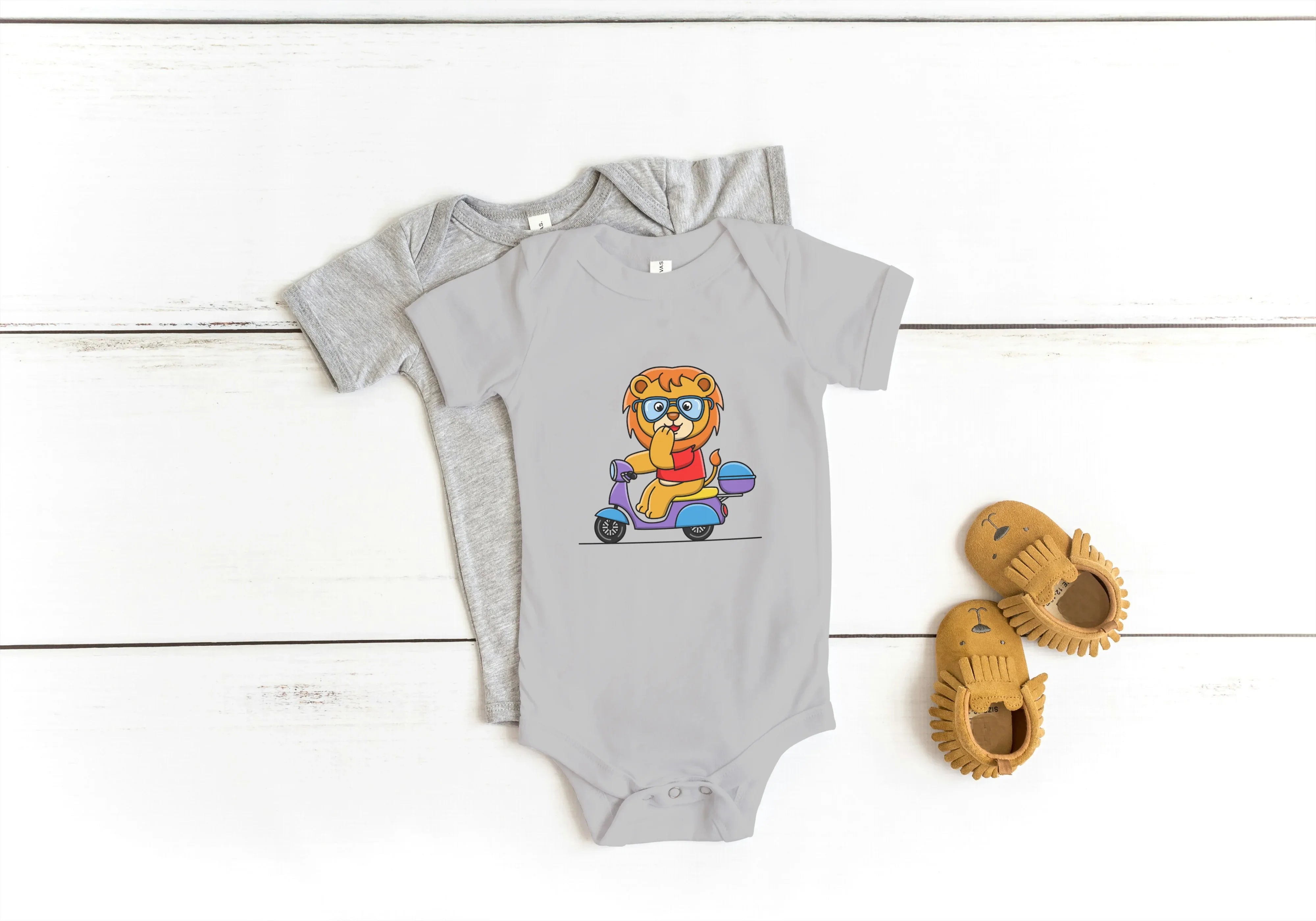 Lion on Scooter Graphic Kids Rompers - Not So Suttle