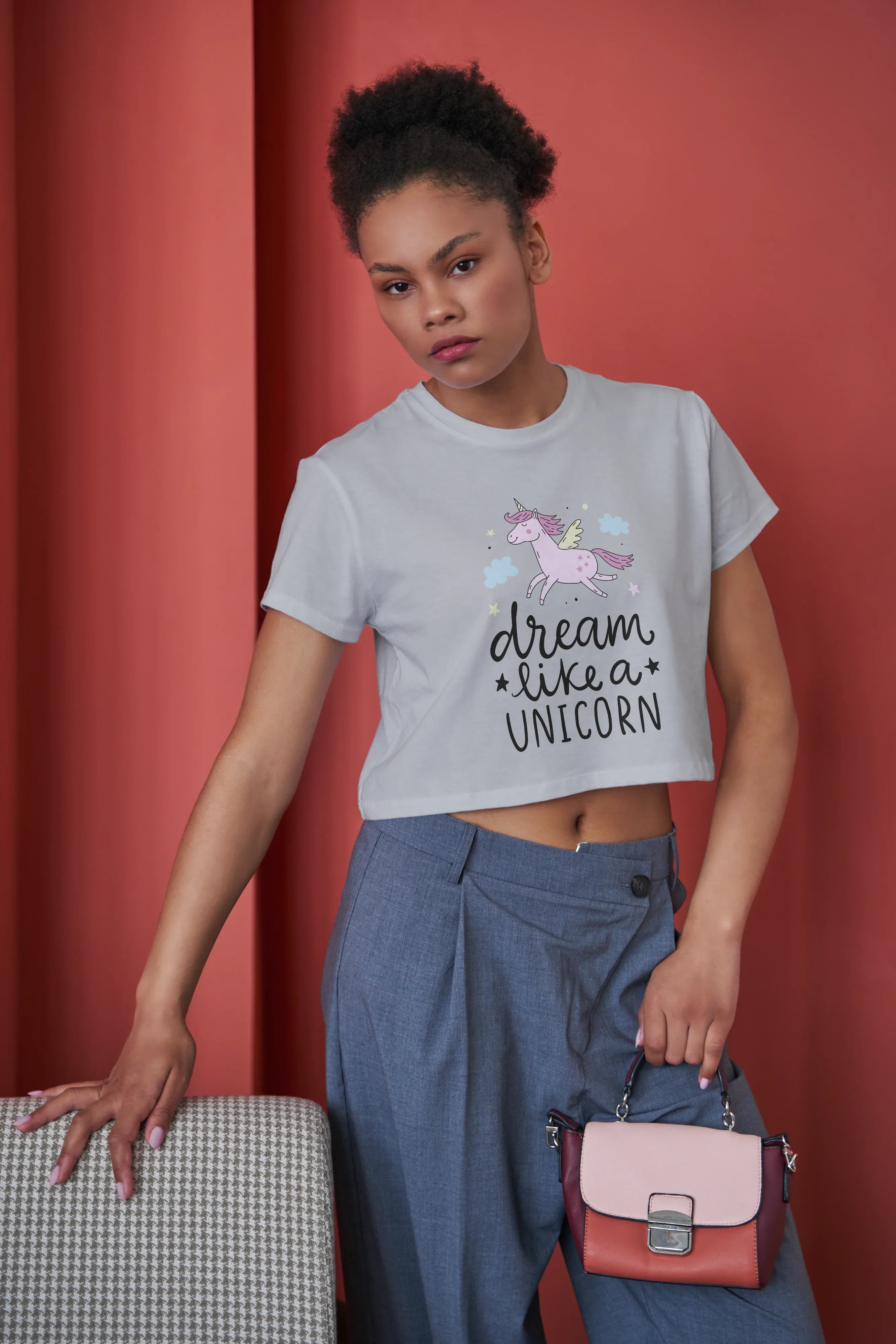 Dream Lika a Unicorn Graphic Crop Top for Women - Not So Suttle