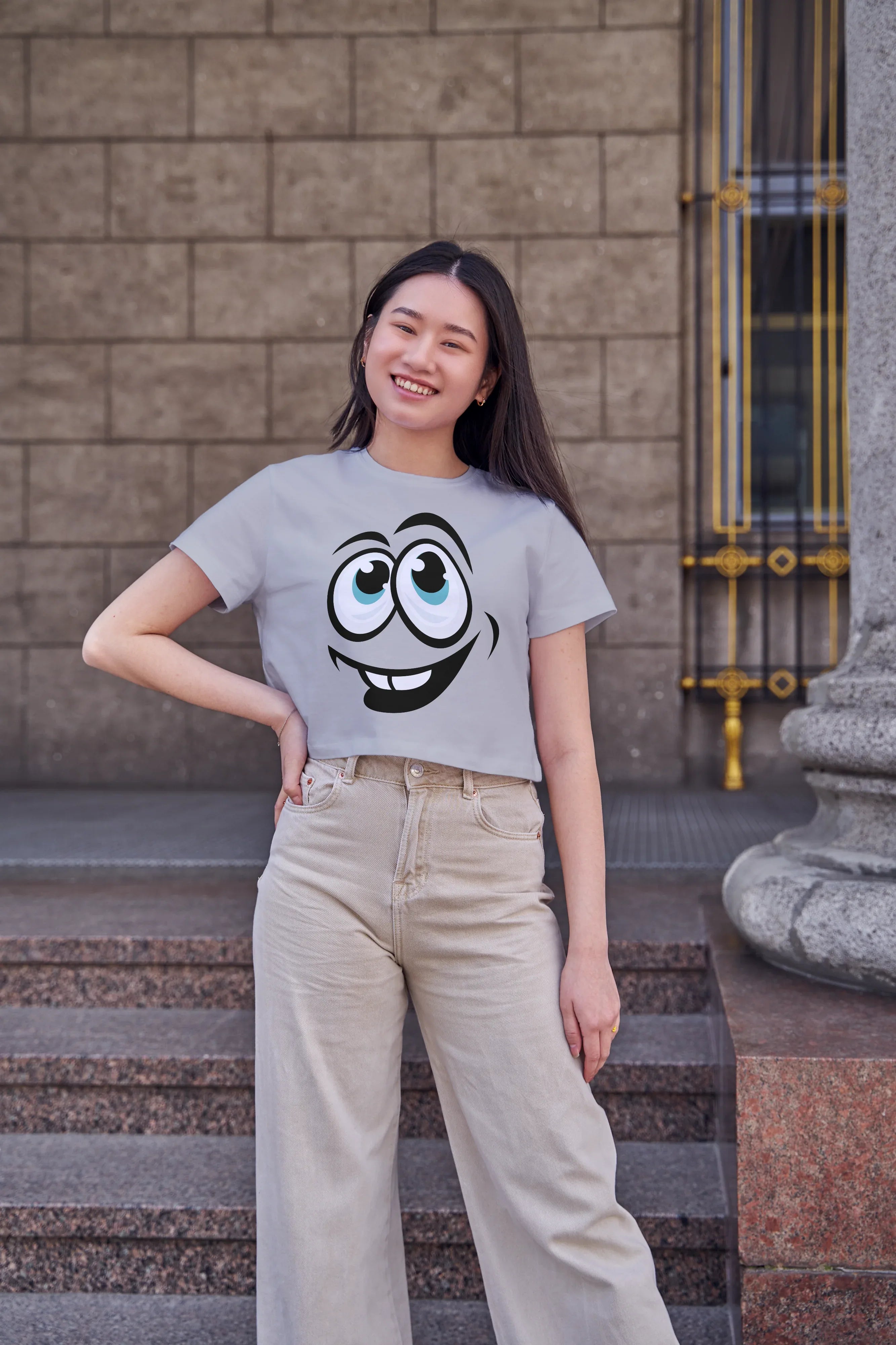 Smiley Graphic Crop Top for Women - Not So Suttle