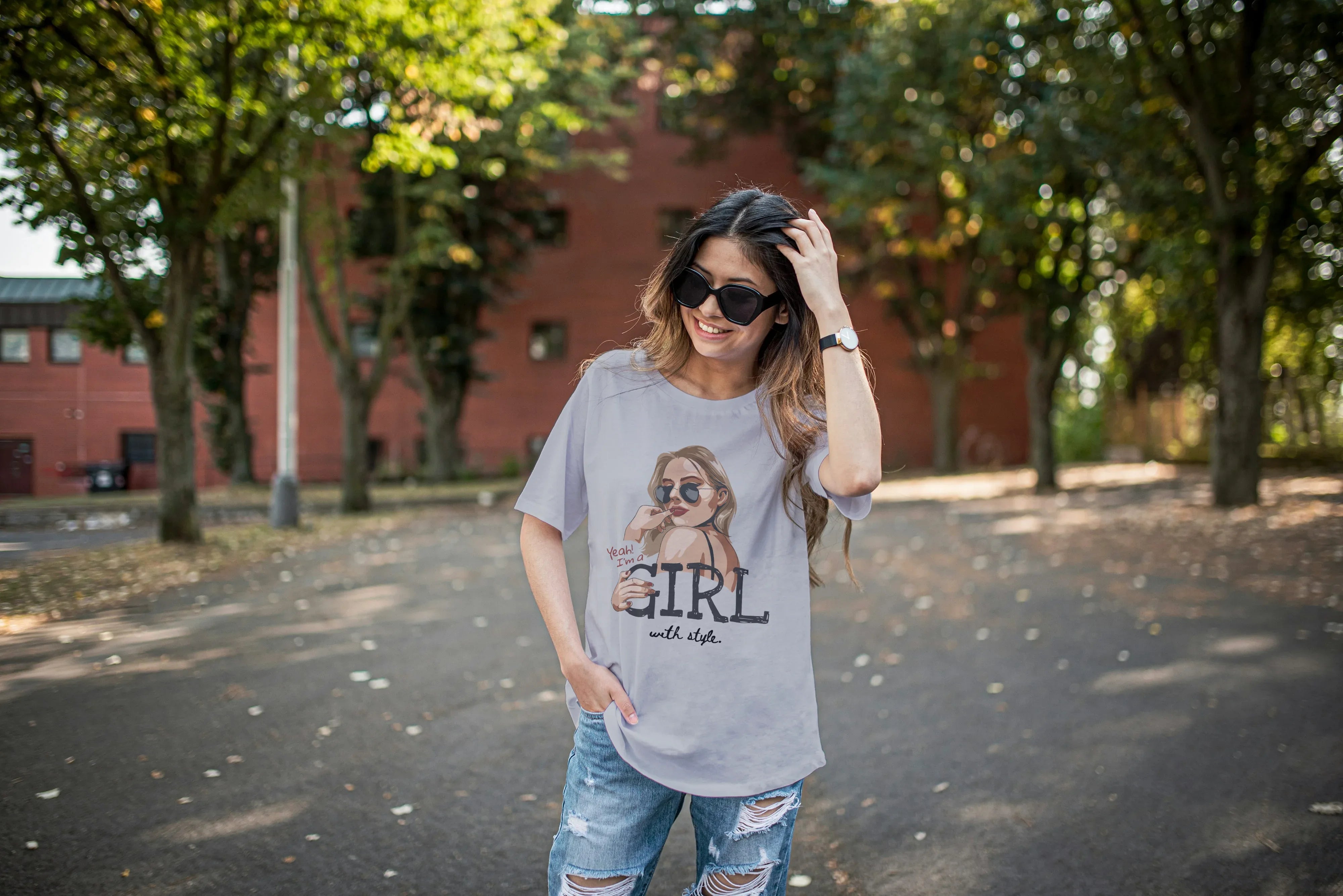 Girl With Style Graphic Oversized Classic T-Shirt for Women - Not So Suttle