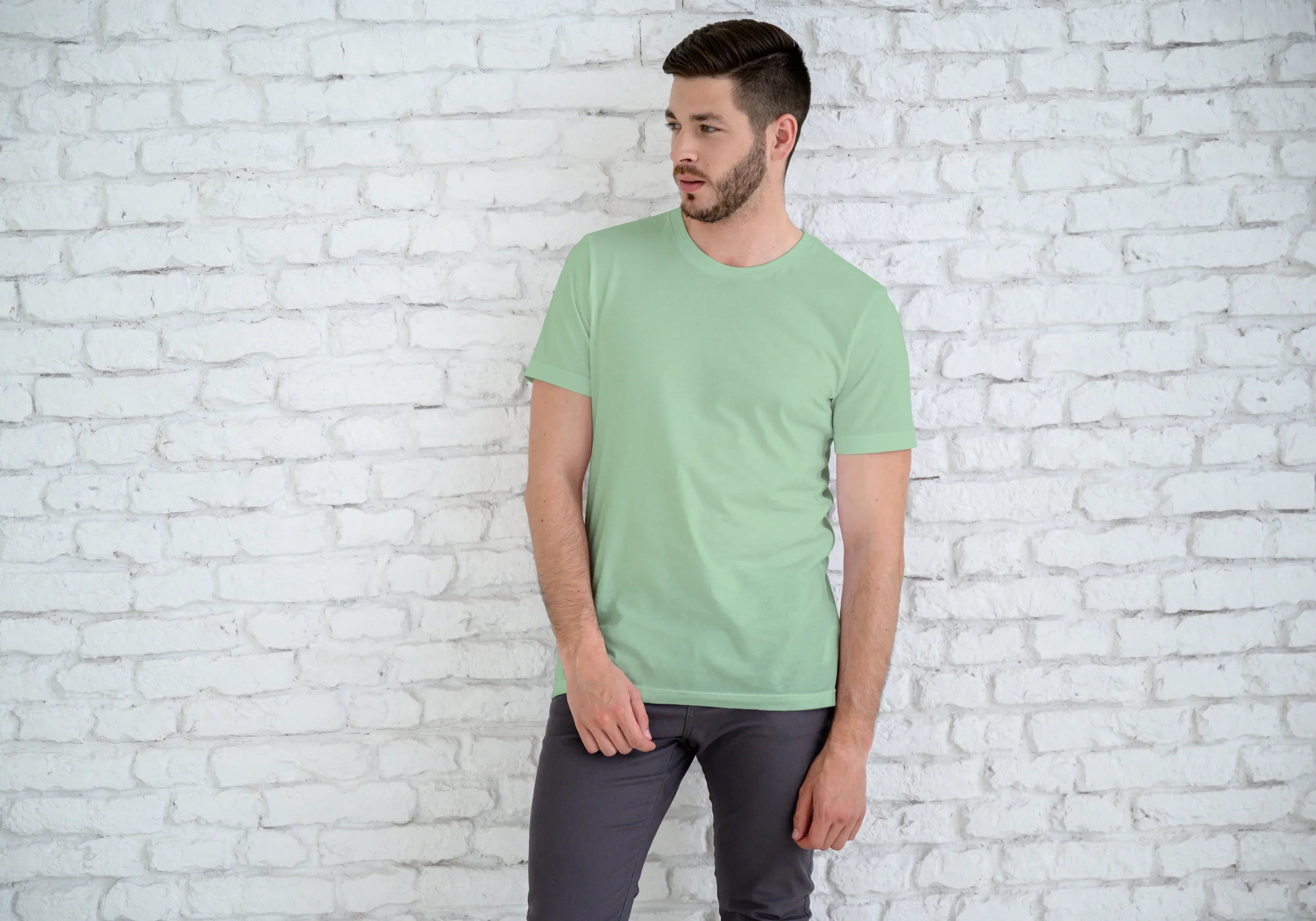 Solid Jade Plus Size Classic Crew T-Shirt for Men - Not So Suttle