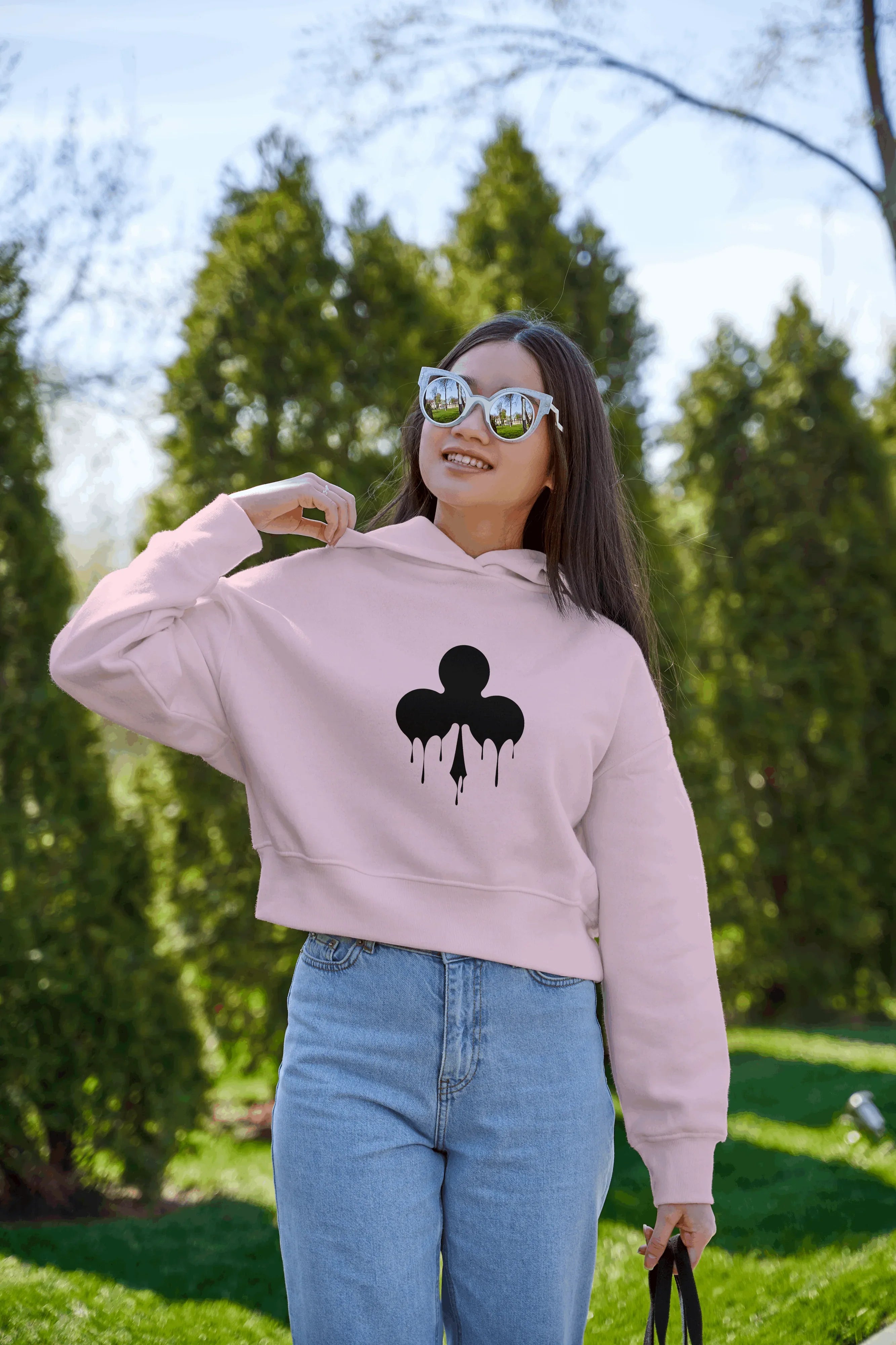 Spade Graphic Cropped Hoodie for Women - Not So Suttle