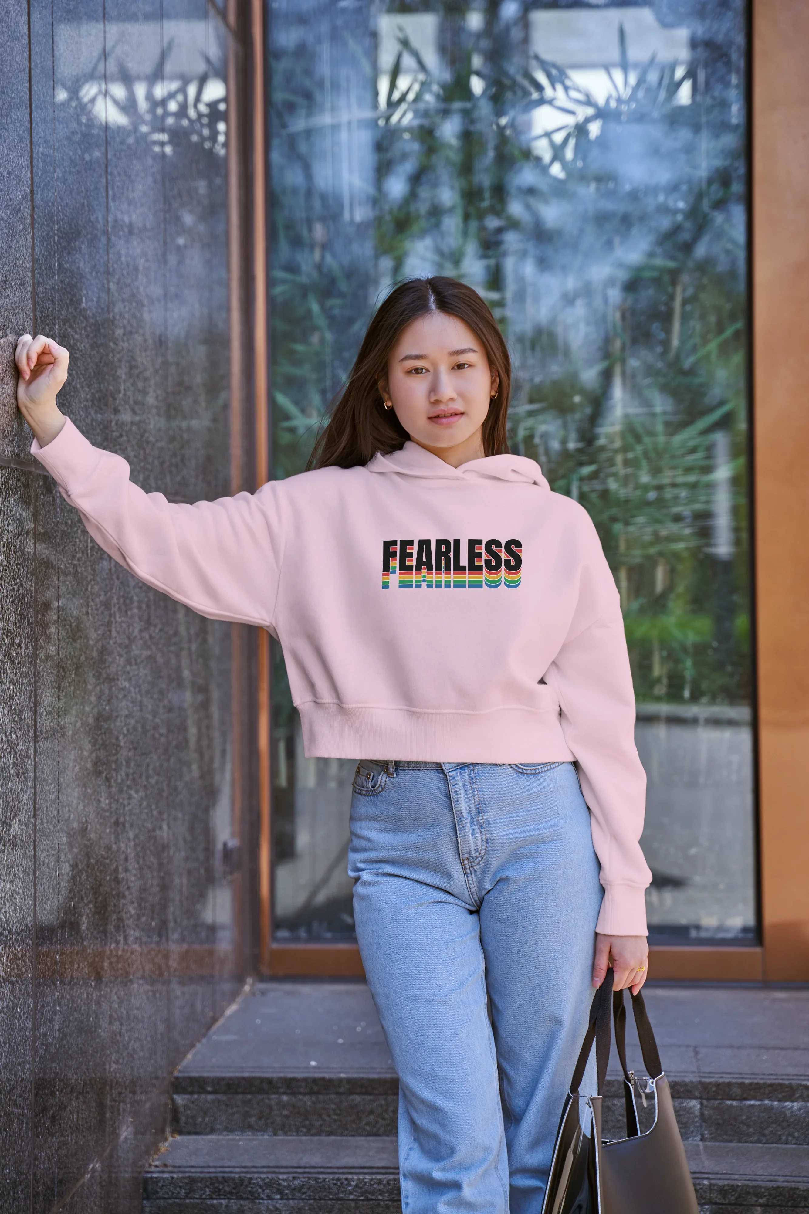 Fearless Graphic Cropped Hoodie for Women - Not So Suttle