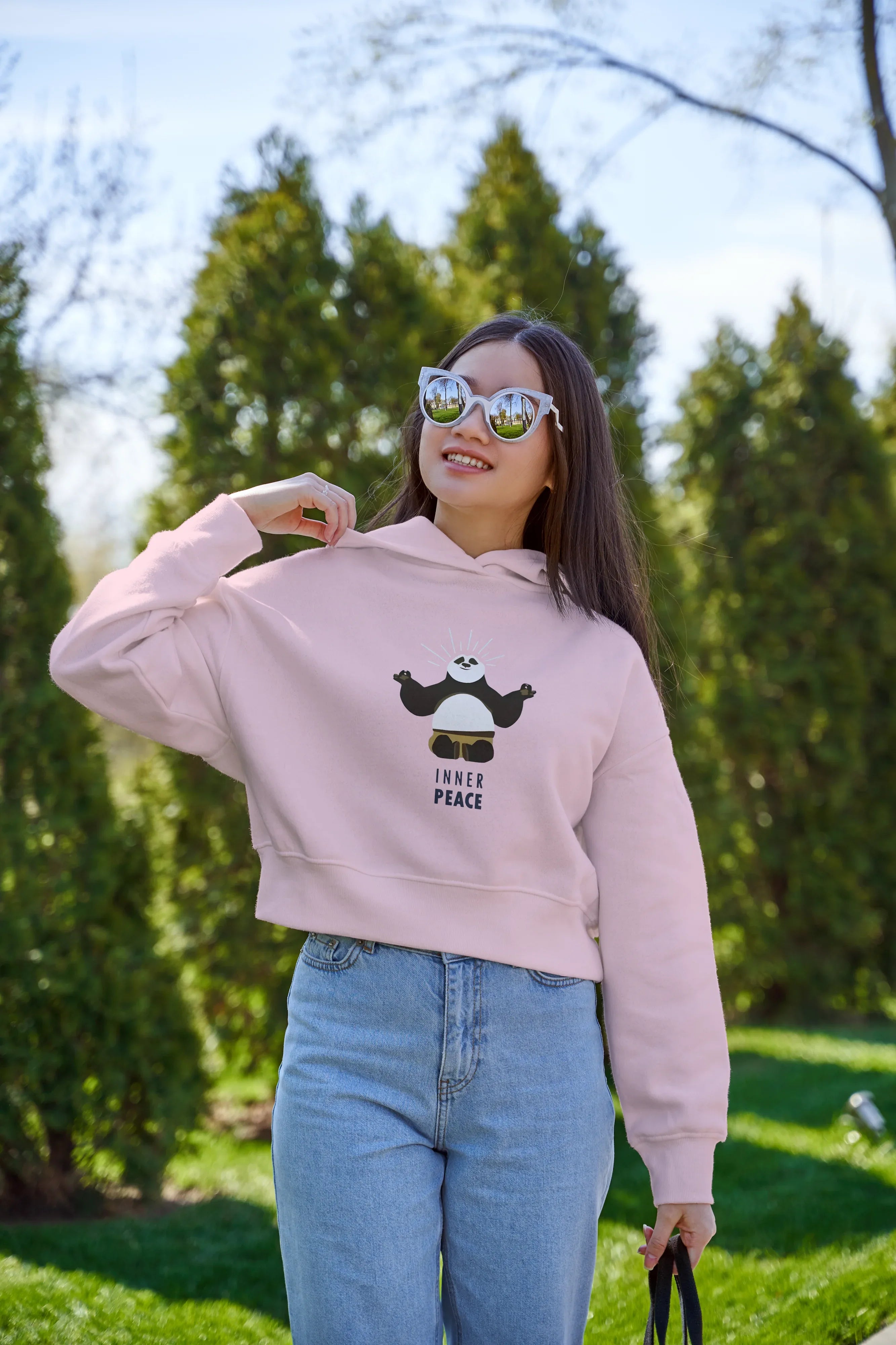 Inner Peace Graphic Cropped Hoodie for Women - Not So Suttle