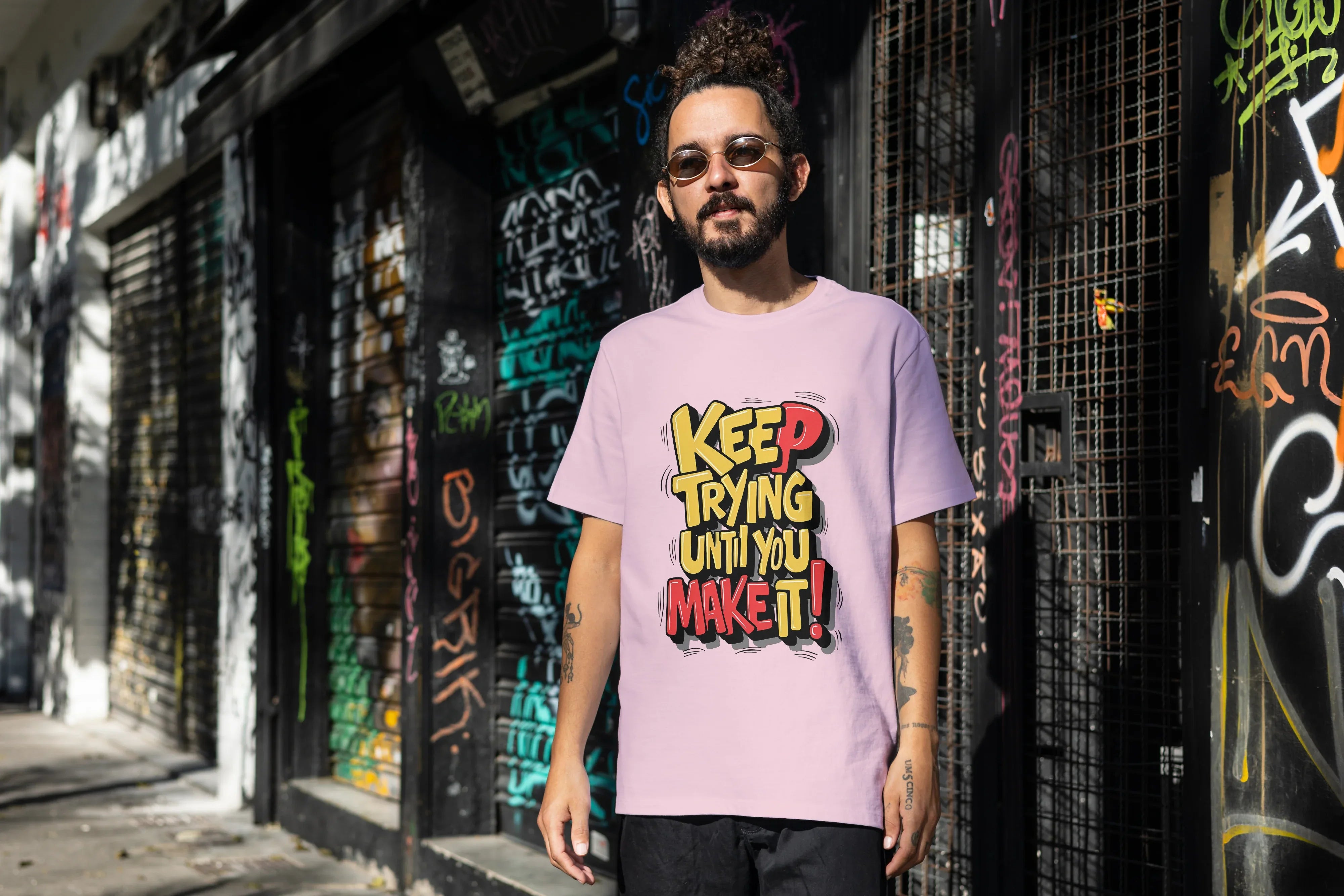 Keep Trying Graphic Oversized Classic T-Shirt for Men - Not So Suttle