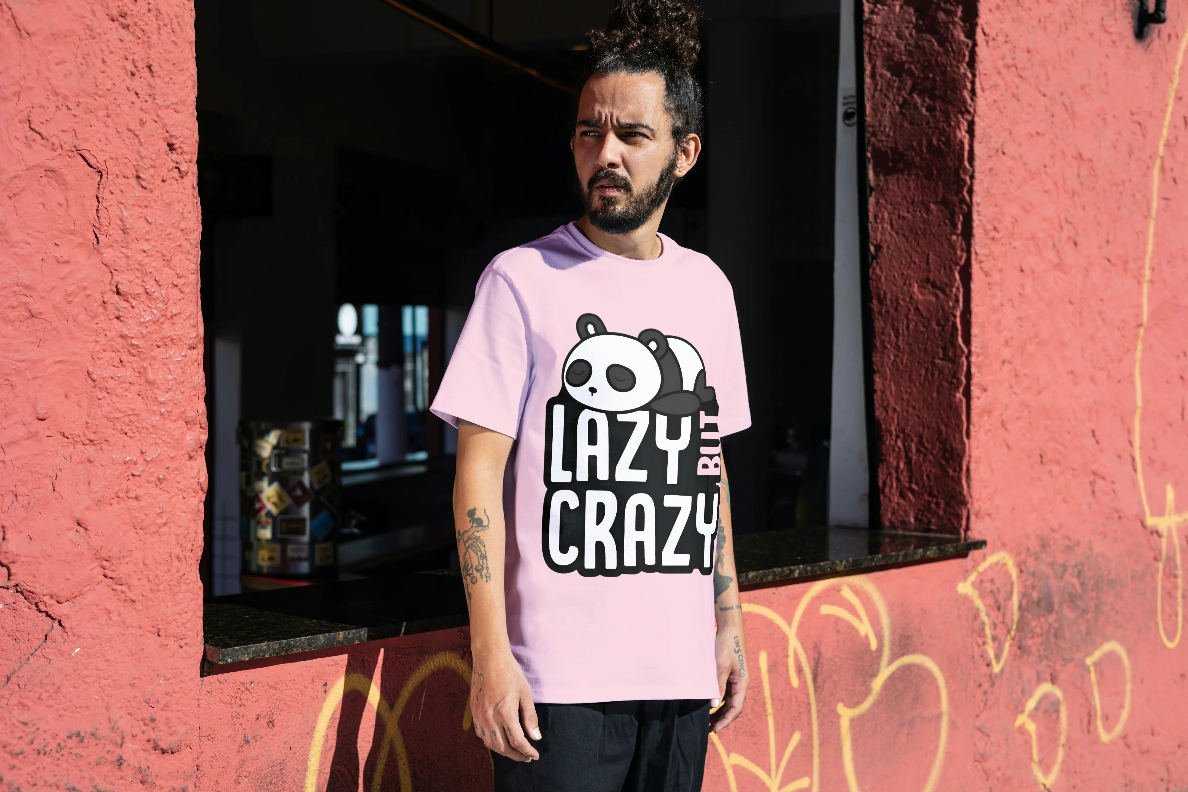 Lazy But Crazy Graphic Oversized Classic T-Shirt for Men - Not So Suttle