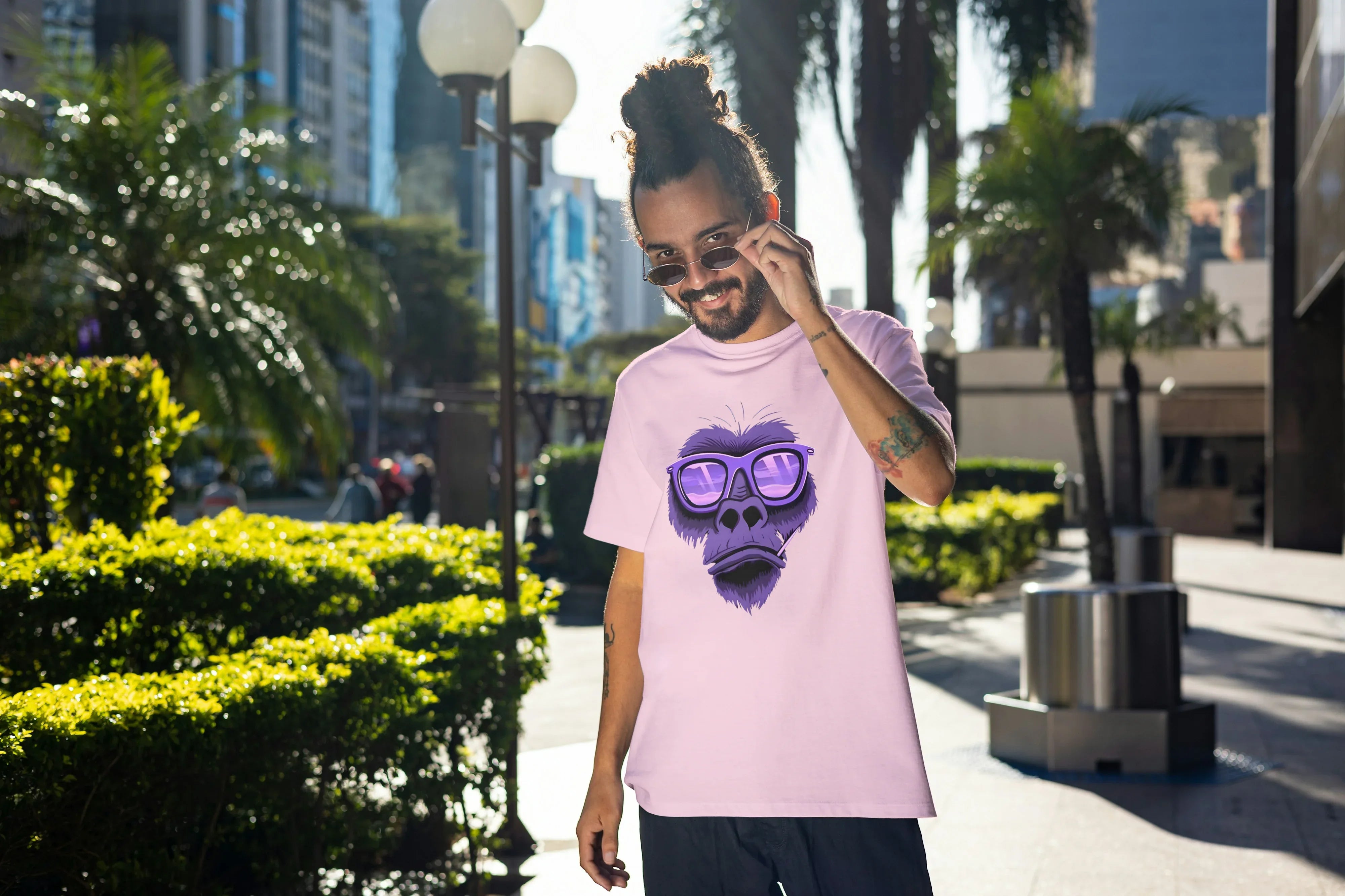 Purple Gorilla Graphic Oversized Classic T-Shirt for Men - Not So Suttle