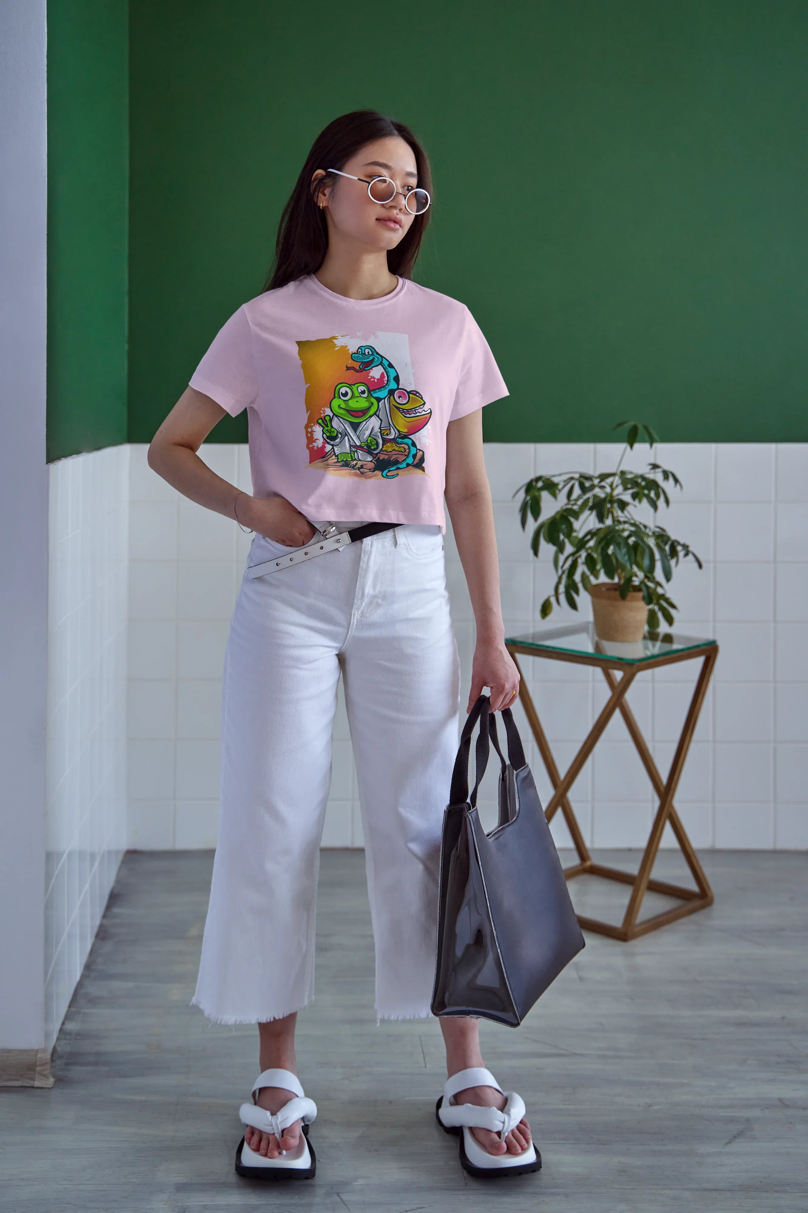 Frog Snake Graphic Crop Top for Women - Not So Suttle