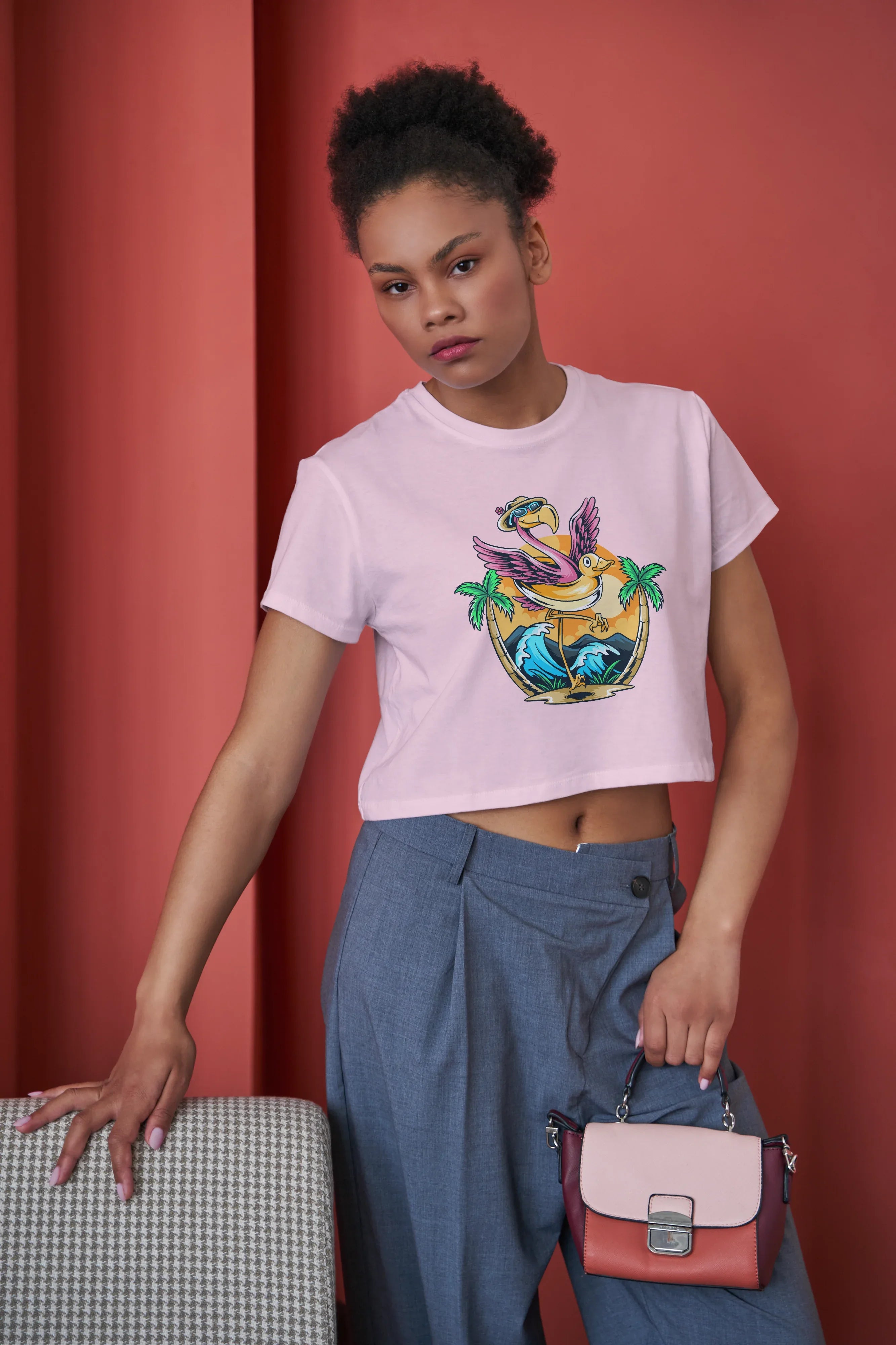 Flamingo Graphic Crop Top for Women - Not So Suttle