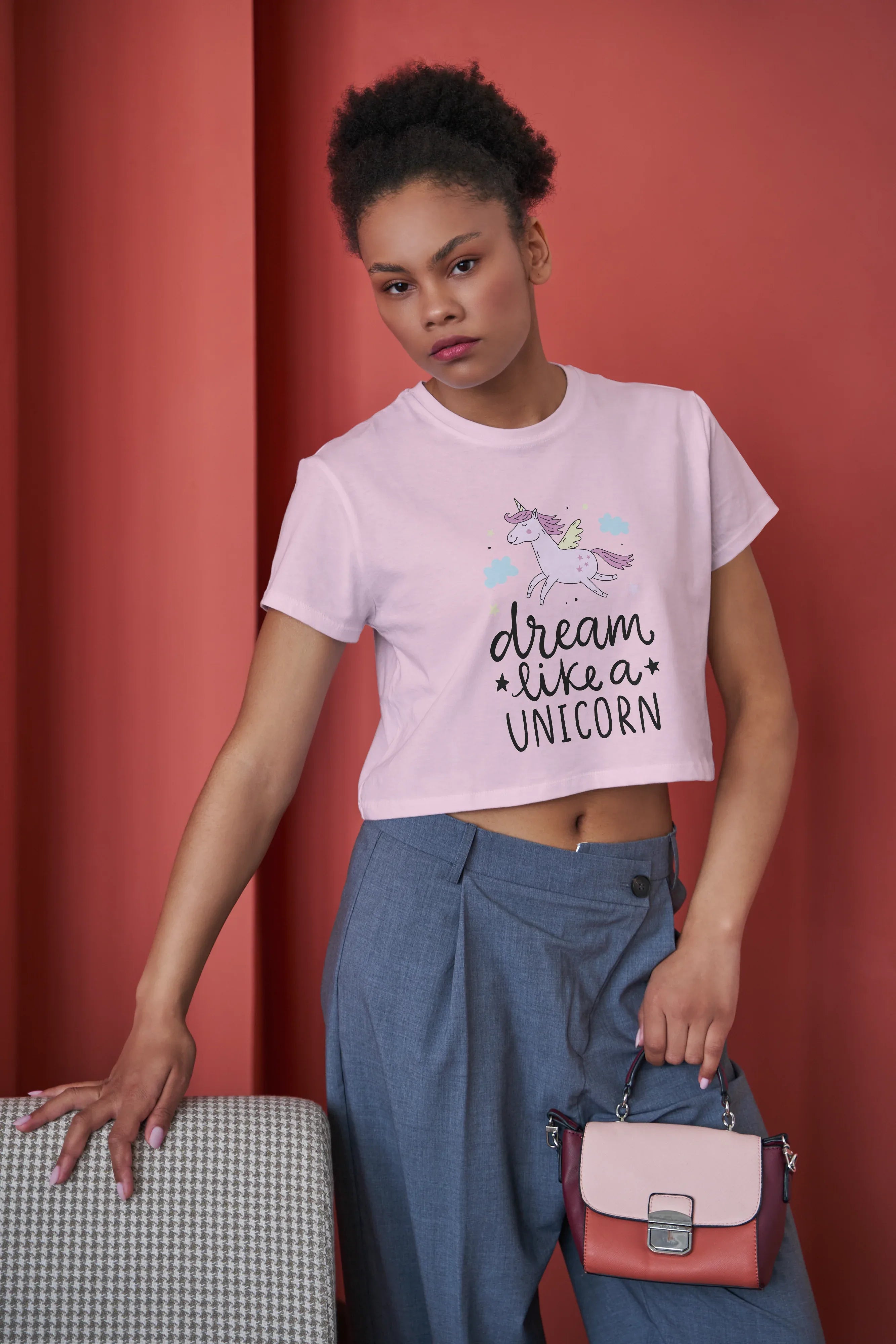 Dream Lika a Unicorn Graphic Crop Top for Women - Not So Suttle