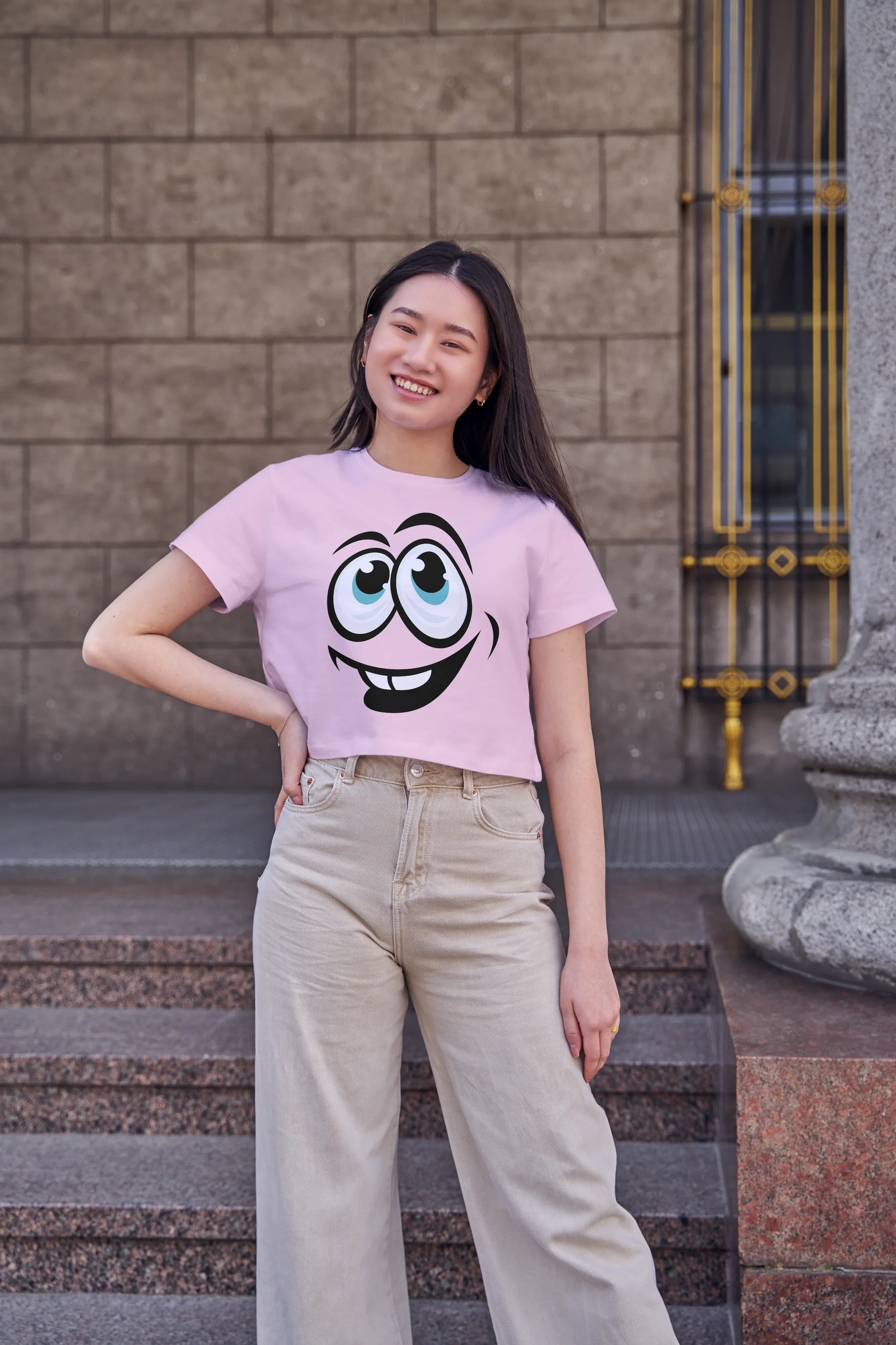Smiley Graphic Crop Top for Women - Not So Suttle