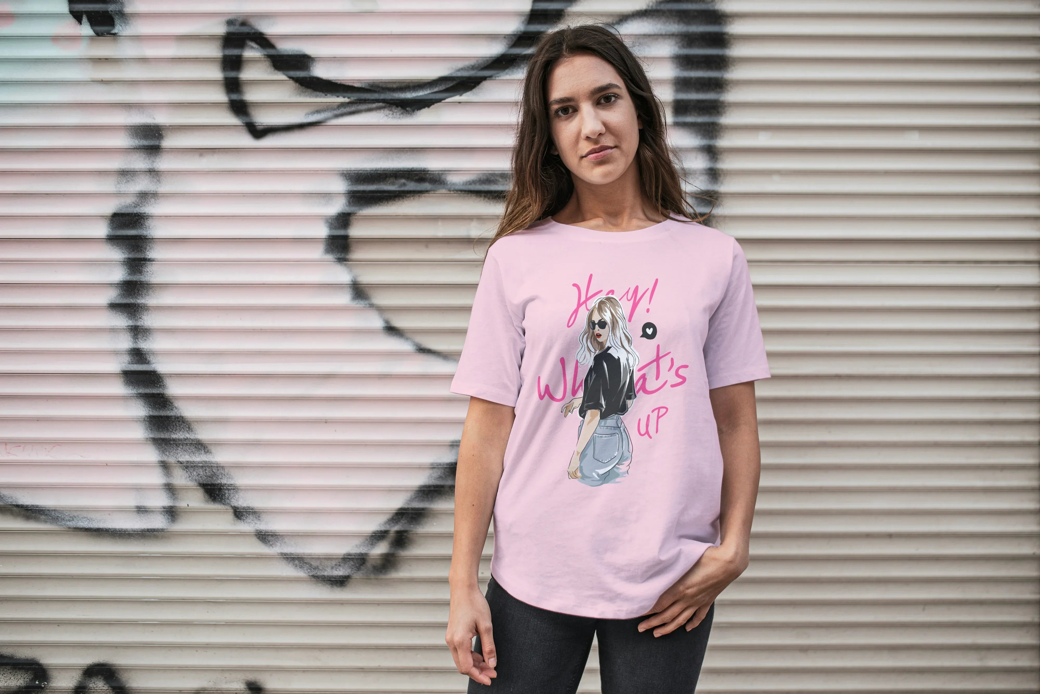 Hey ! What's Up Graphic Oversized Classic T-Shirt for Women - Not So Suttle