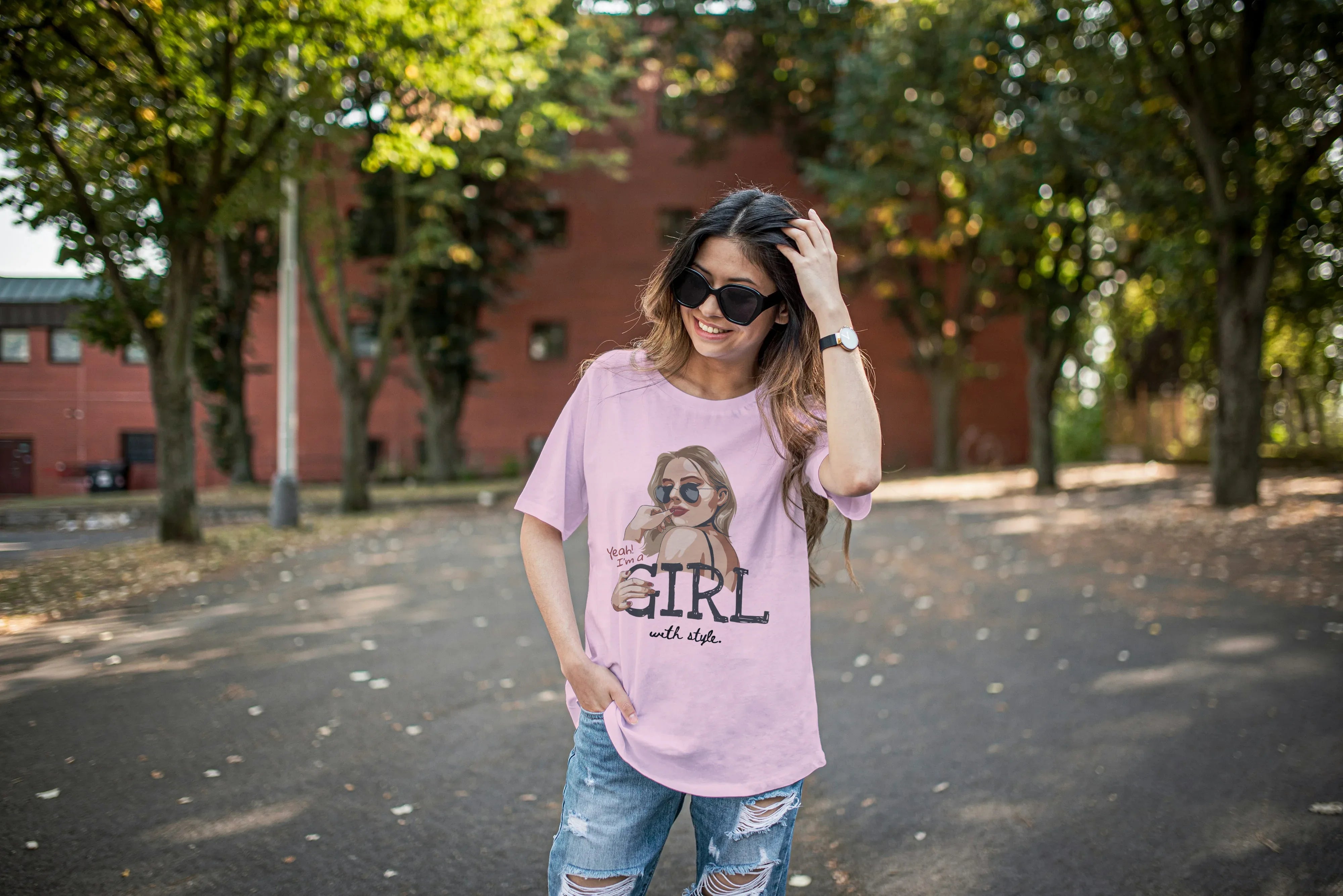 Girl With Style Graphic Oversized Classic T-Shirt for Women - Not So Suttle