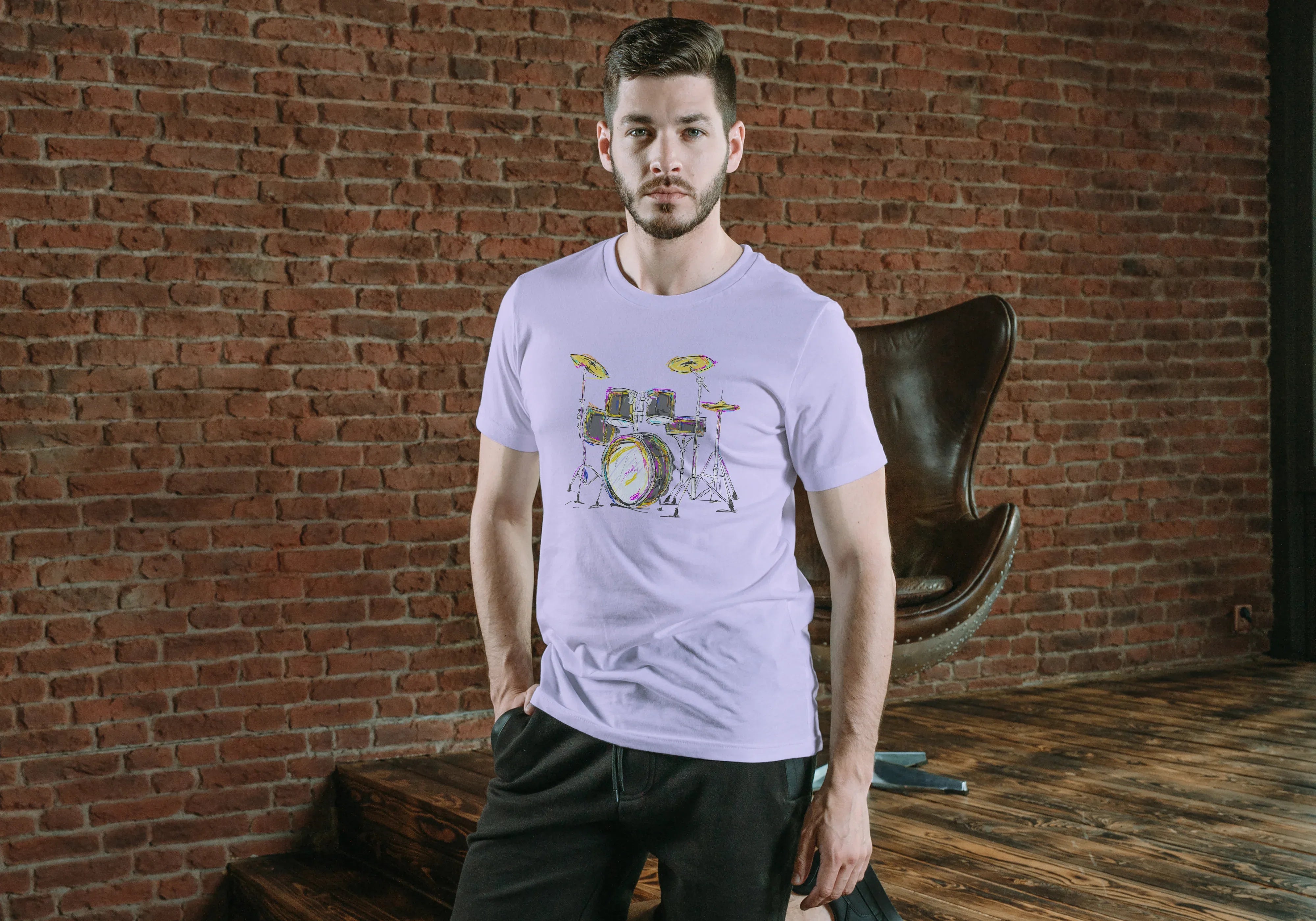 Drums Graphic Classic Crew T-Shirt for Men - Not So Suttle