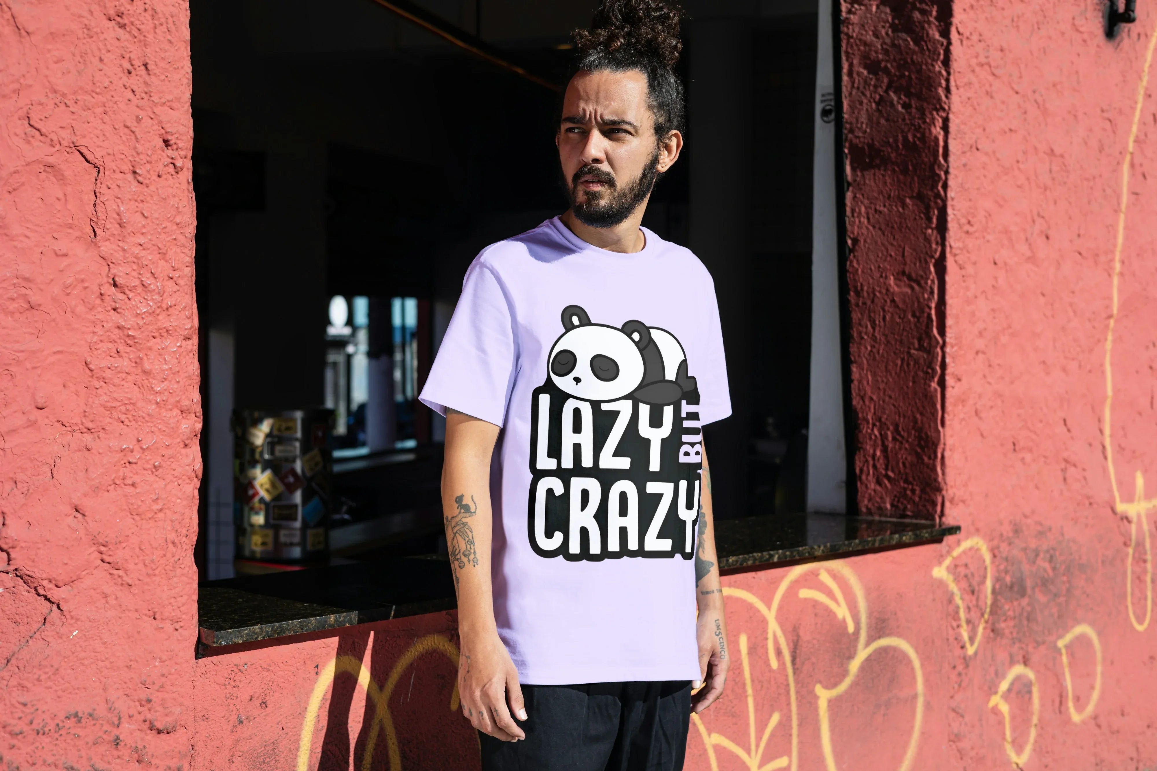 Lazy But Crazy Graphic Oversized Classic T-Shirt for Men - Not So Suttle